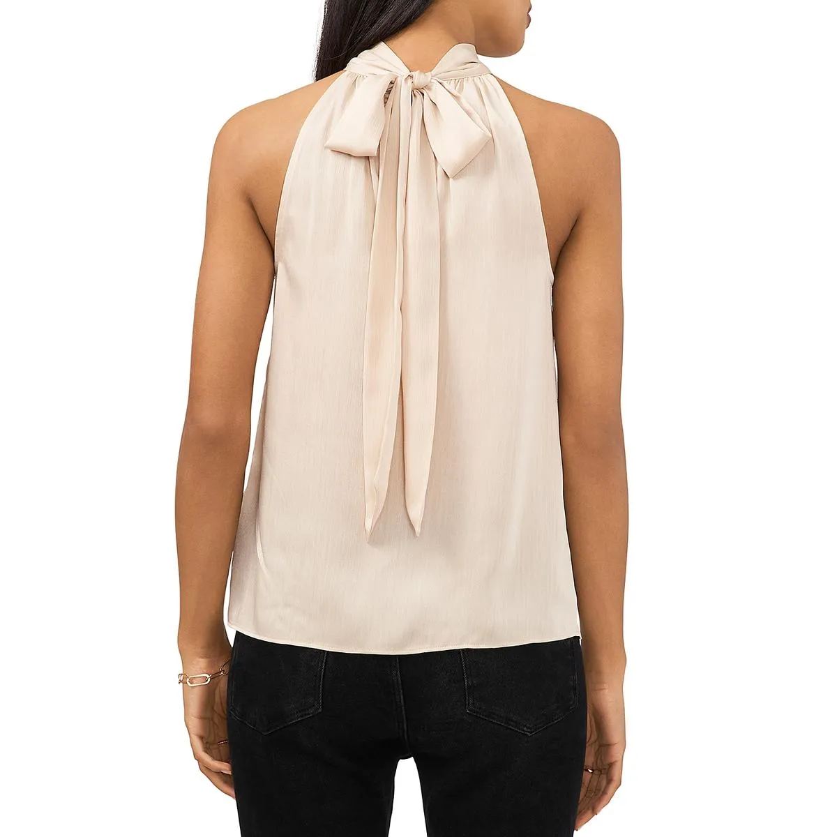 1.State Womens Satin Tie Neck Halter Top