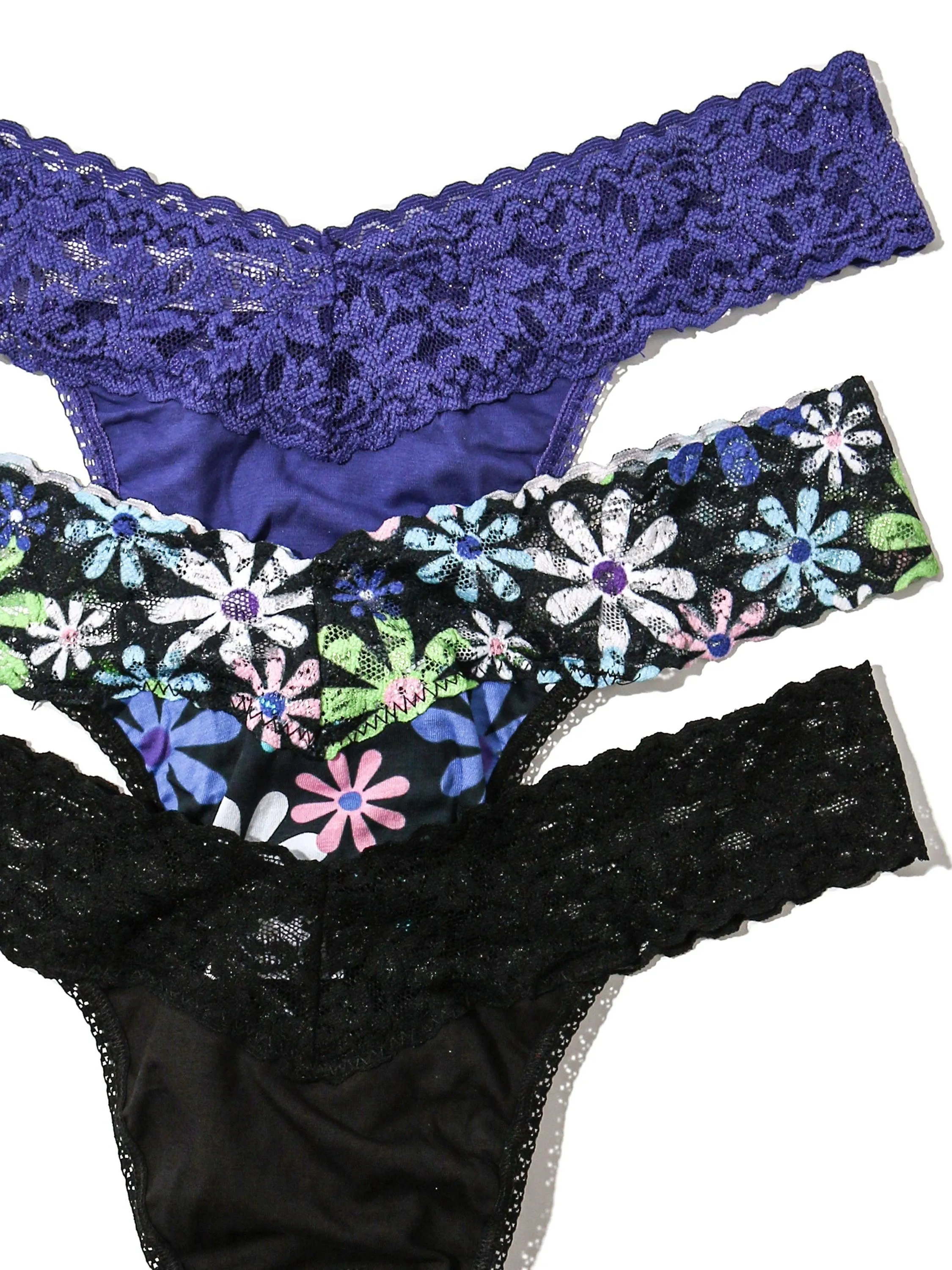 3 Pack Supima® Cotton Original Rise Thongs with Contrast Trim Exclusive Sale