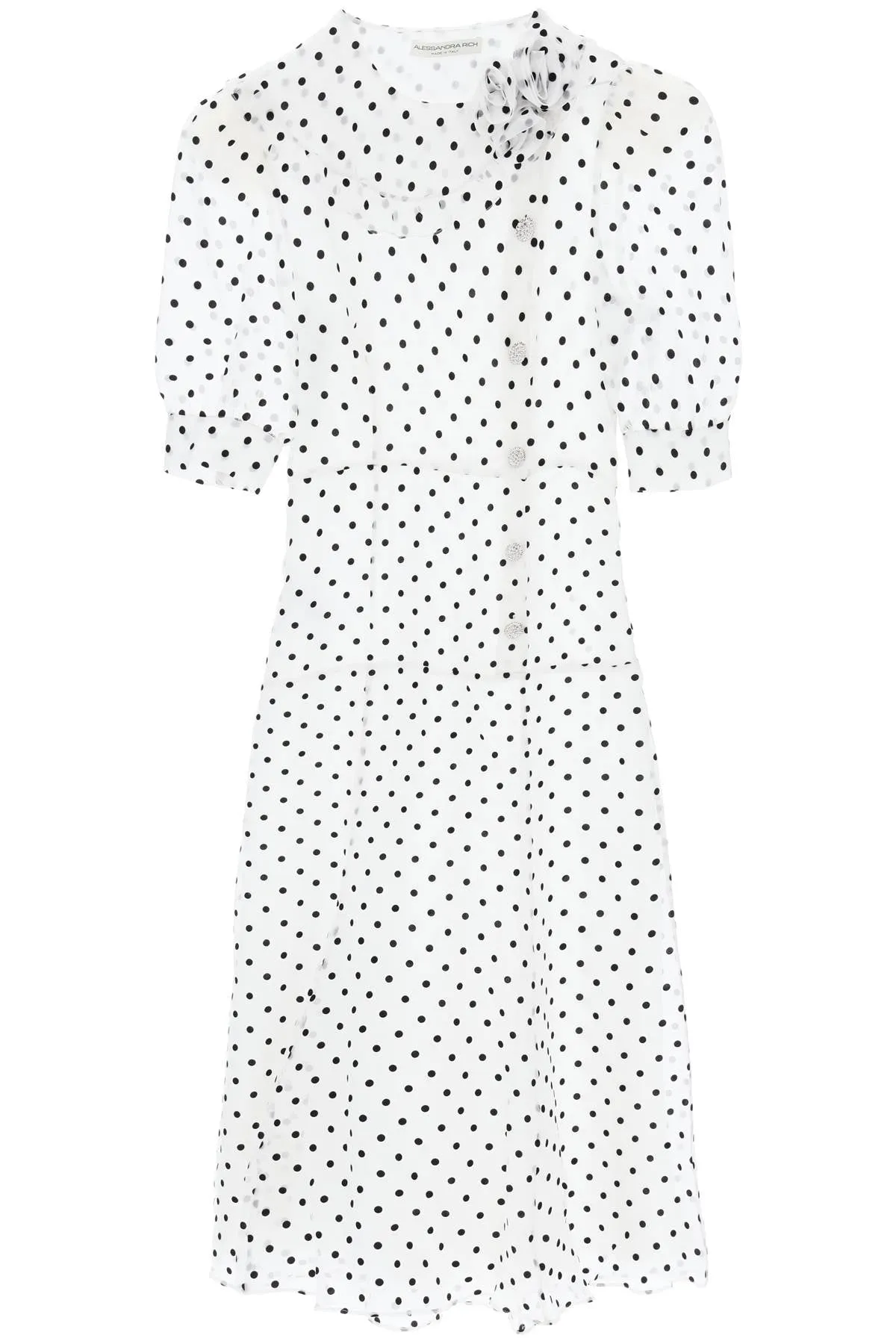 ALESSANDRA RICH silk organza midi dress with polka