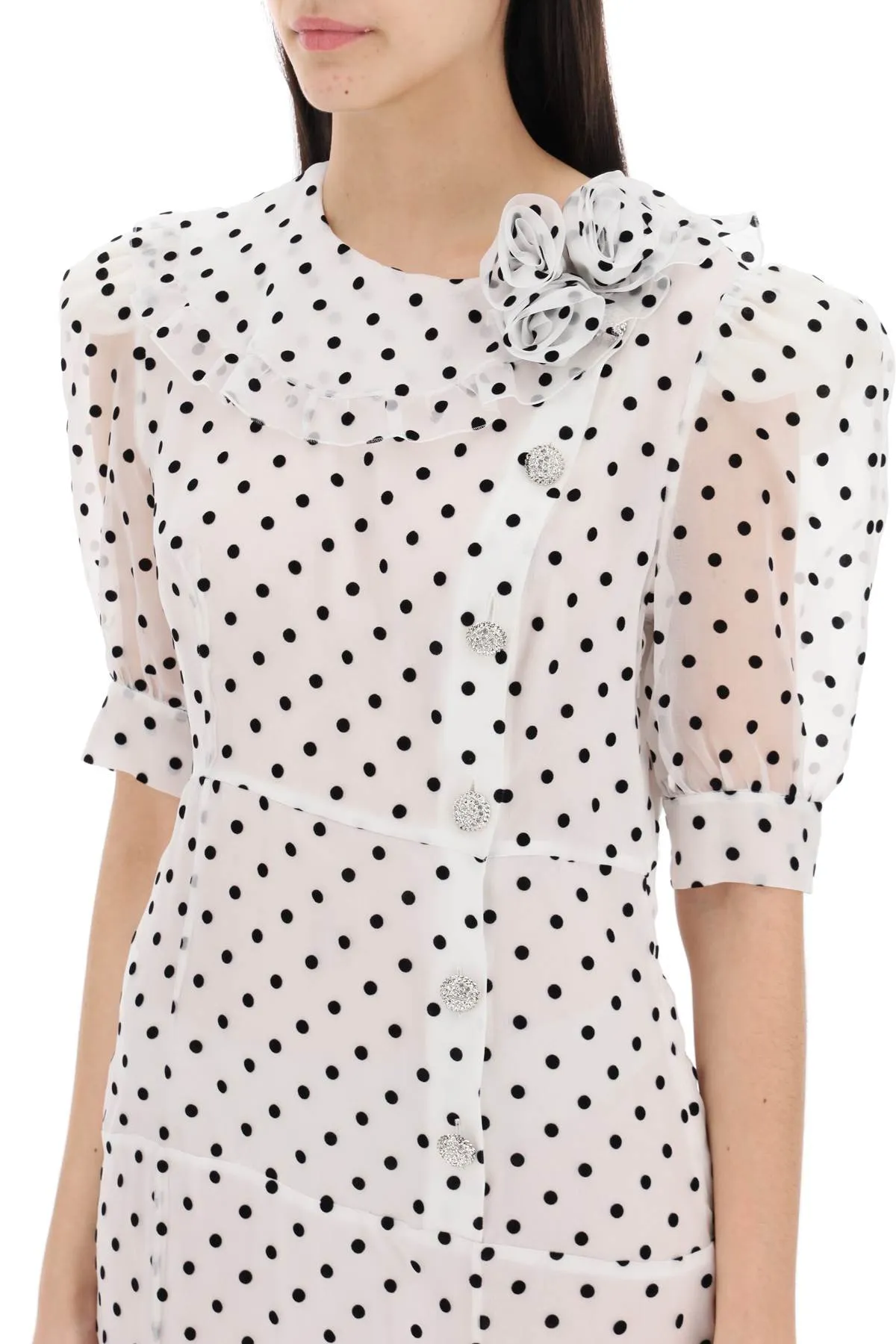 ALESSANDRA RICH silk organza midi dress with polka