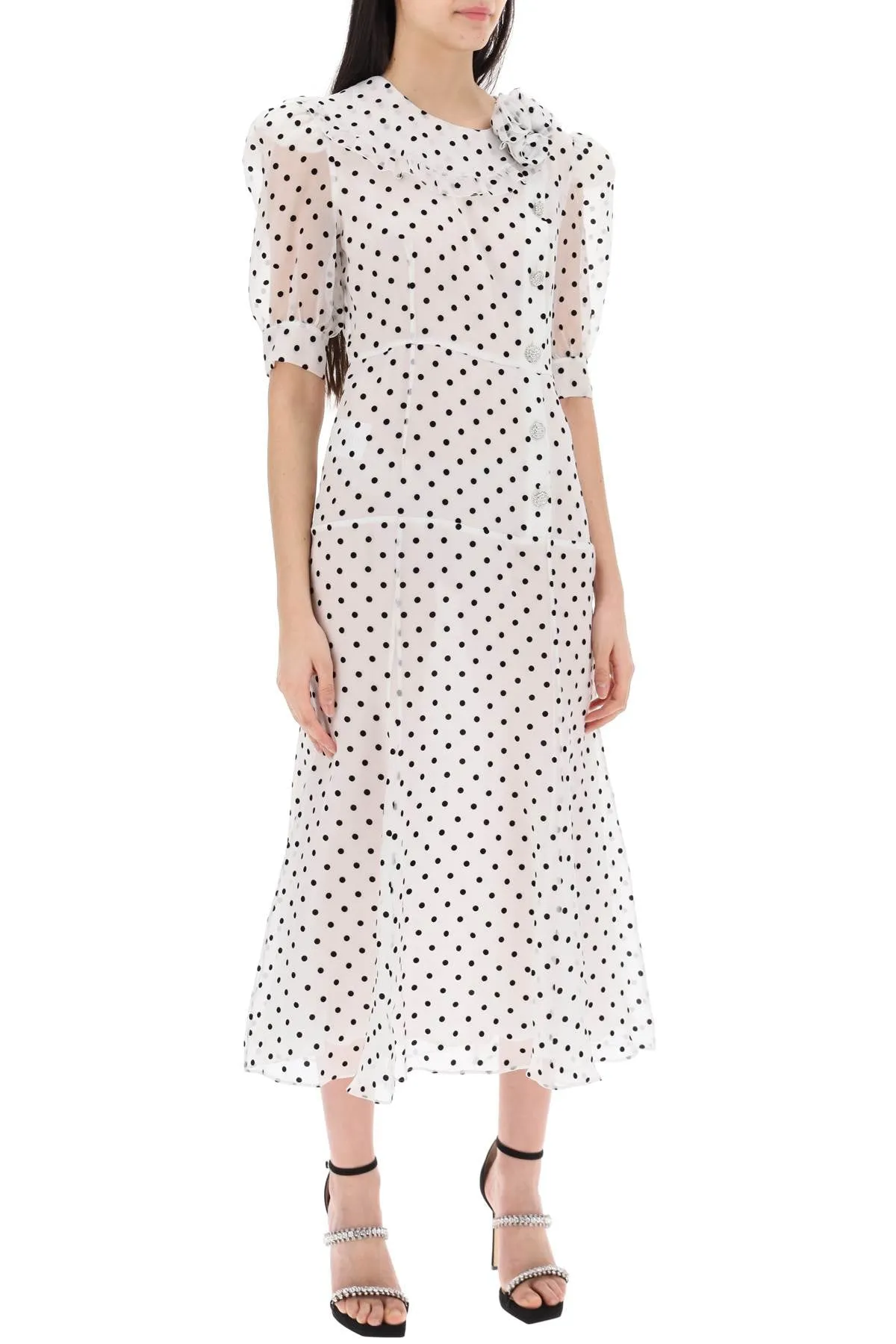 ALESSANDRA RICH silk organza midi dress with polka