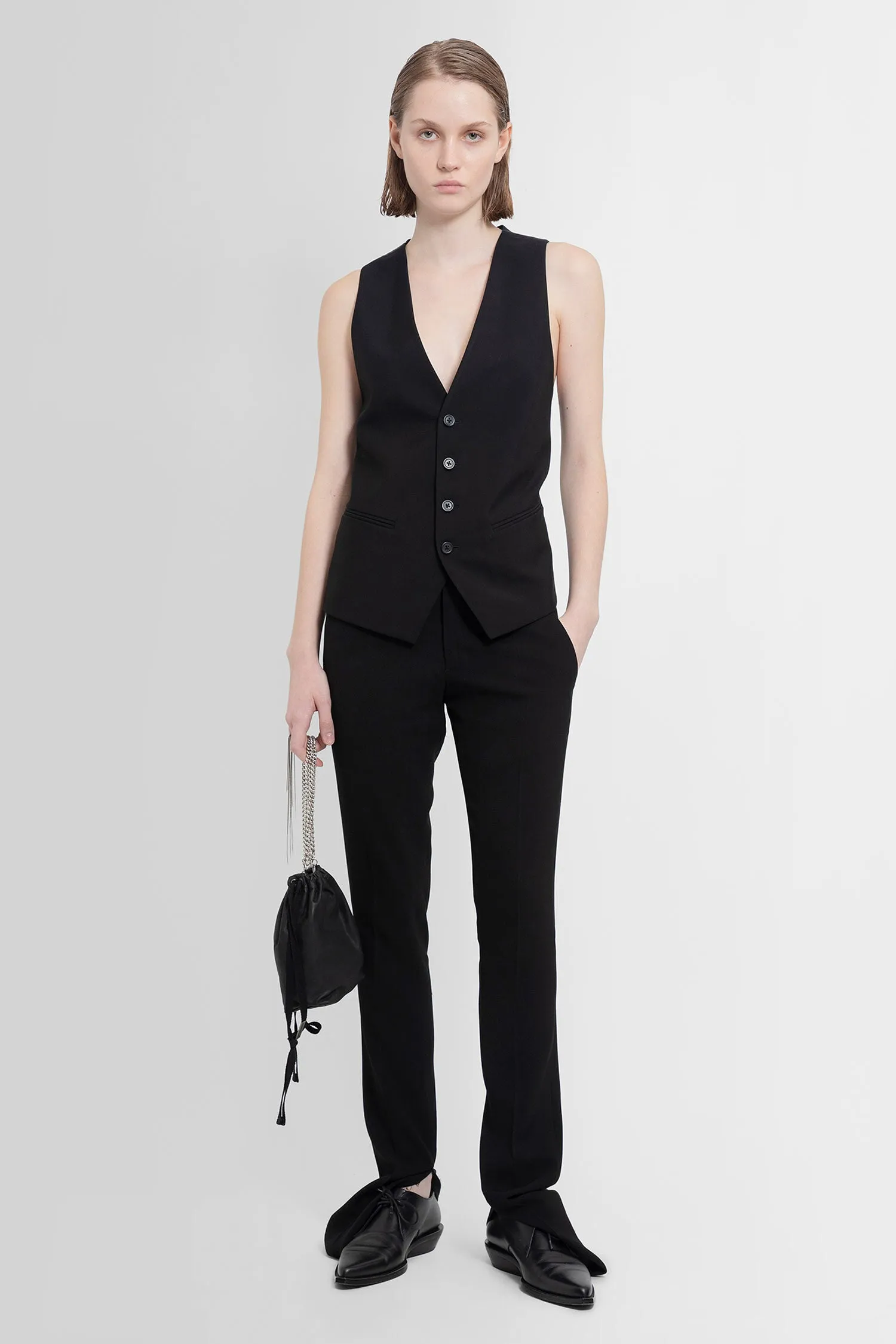 ANN DEMEULEMEESTER WOMAN BLACK VESTS