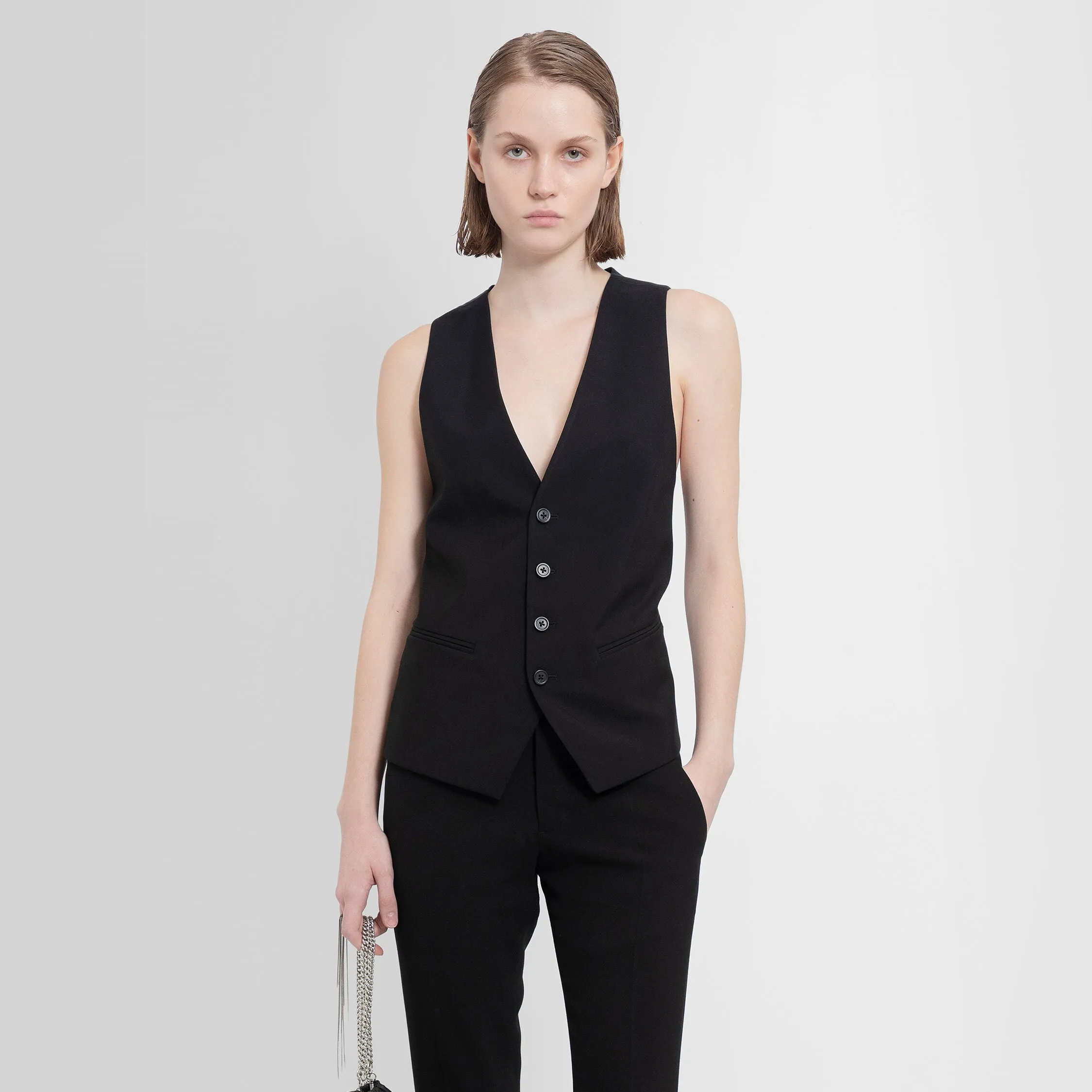 ANN DEMEULEMEESTER WOMAN BLACK VESTS