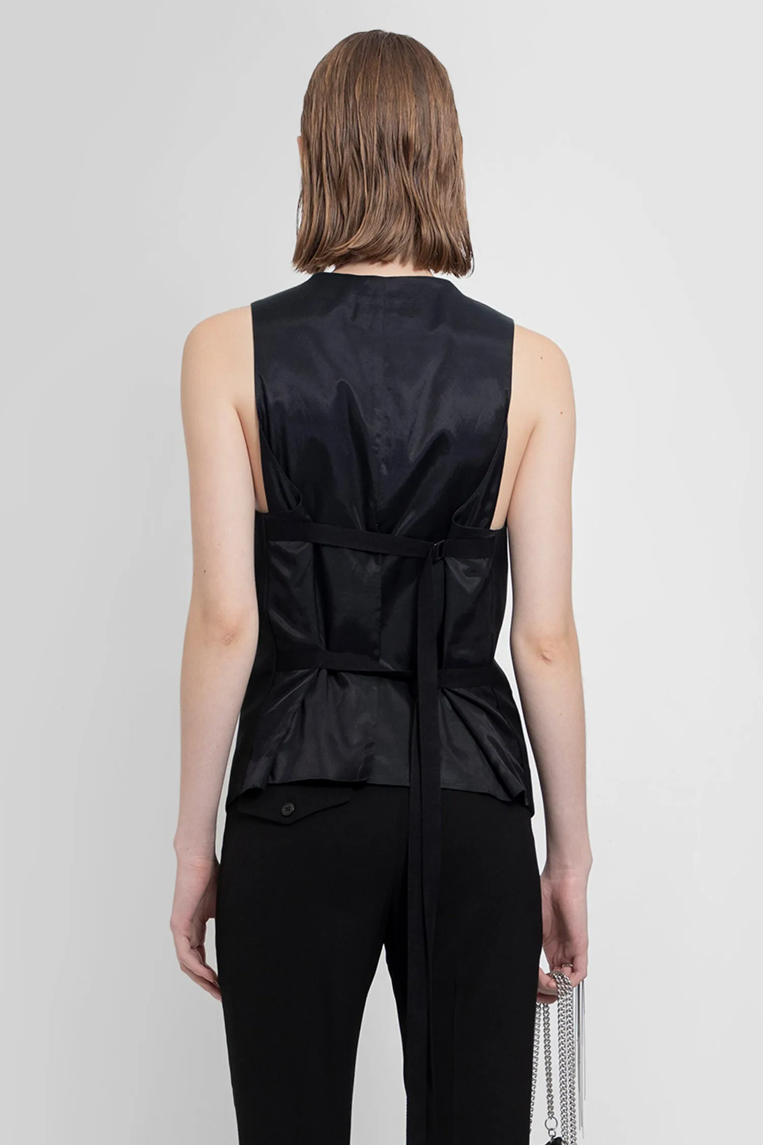 ANN DEMEULEMEESTER WOMAN BLACK VESTS