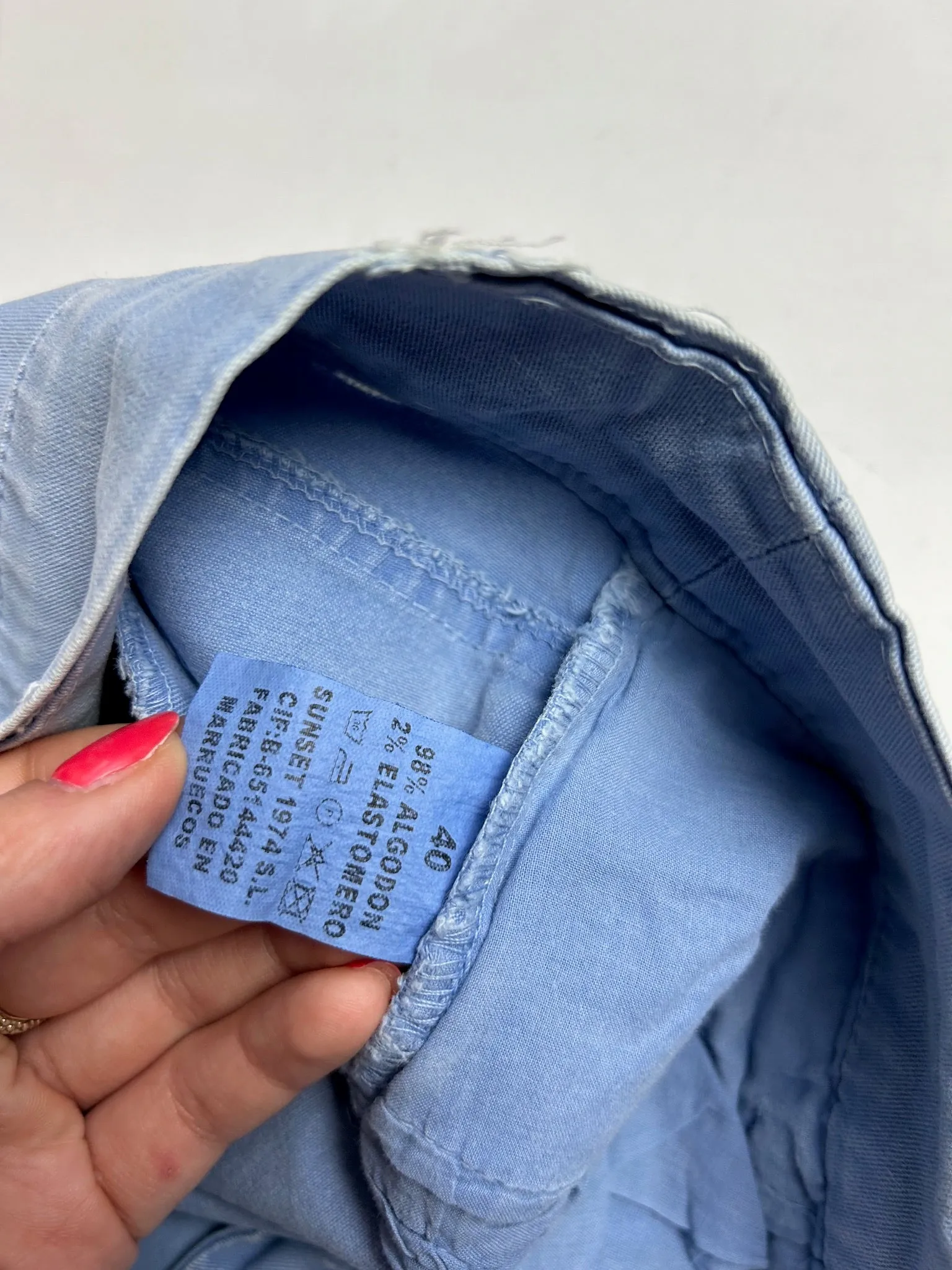 Baby blue denim low rise mini/micro short (S)