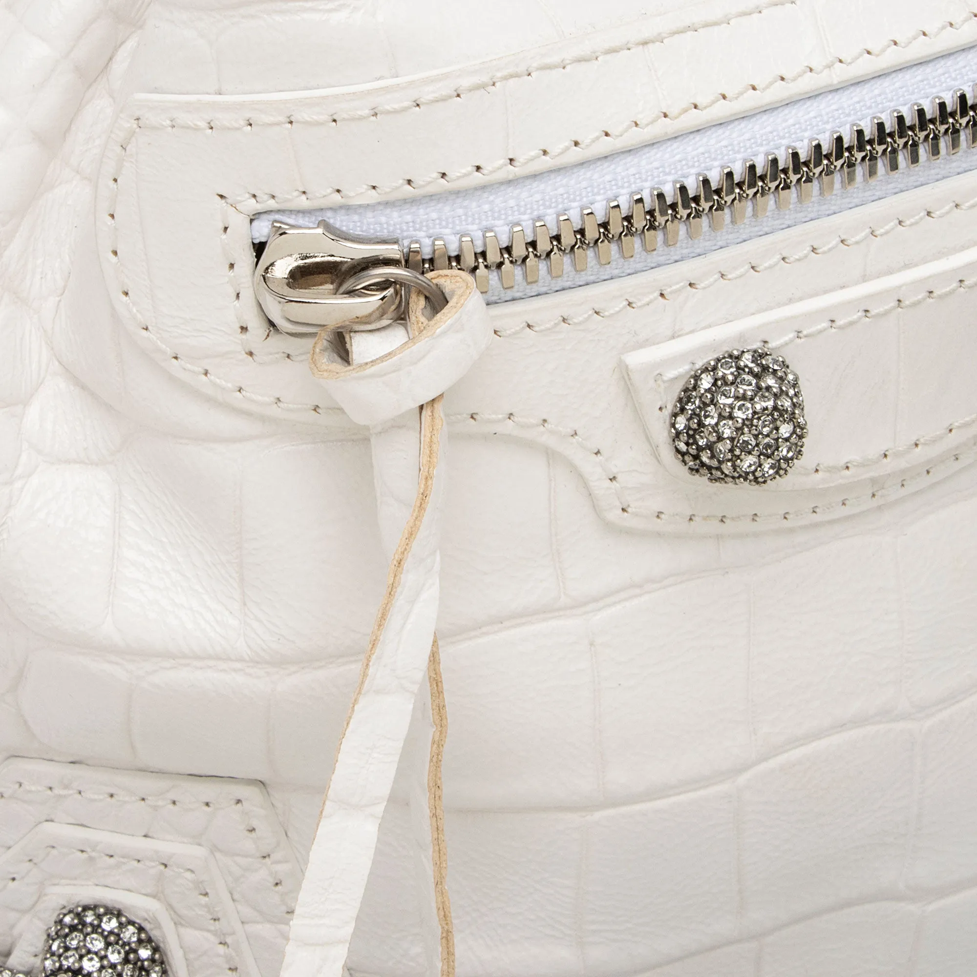 Balenciaga Croc Embossed Crystal Le Cagole XS Bucket Bag (SHF-ACwqpb)
