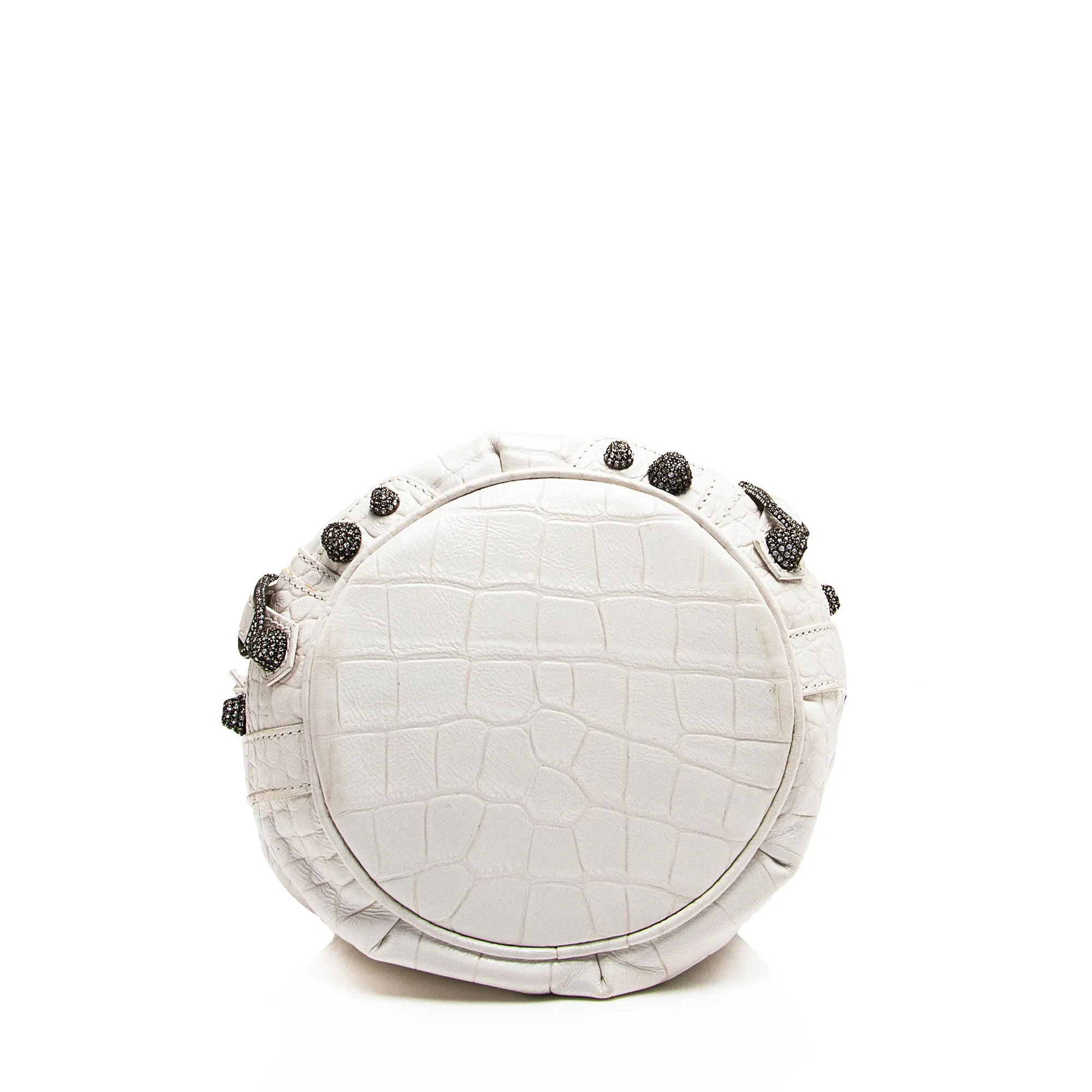 Balenciaga Croc Embossed Crystal Le Cagole XS Bucket Bag (SHF-ACwqpb)