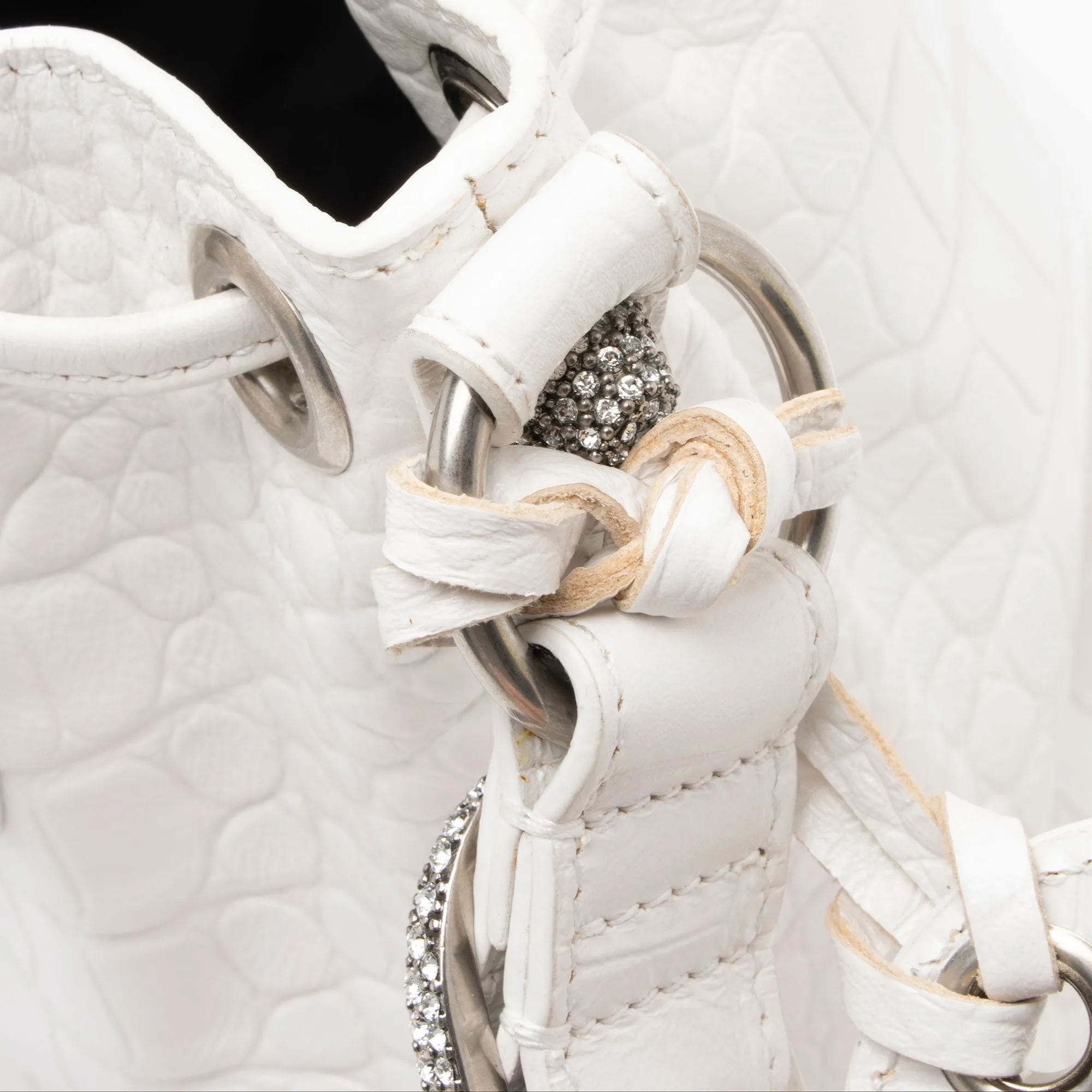 Balenciaga Croc Embossed Crystal Le Cagole XS Bucket Bag (SHF-ACwqpb)