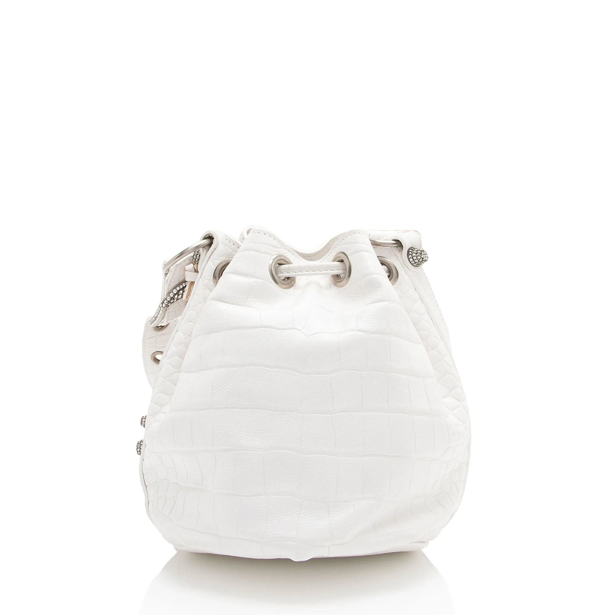 Balenciaga Croc Embossed Crystal Le Cagole XS Bucket Bag (SHF-ACwqpb)