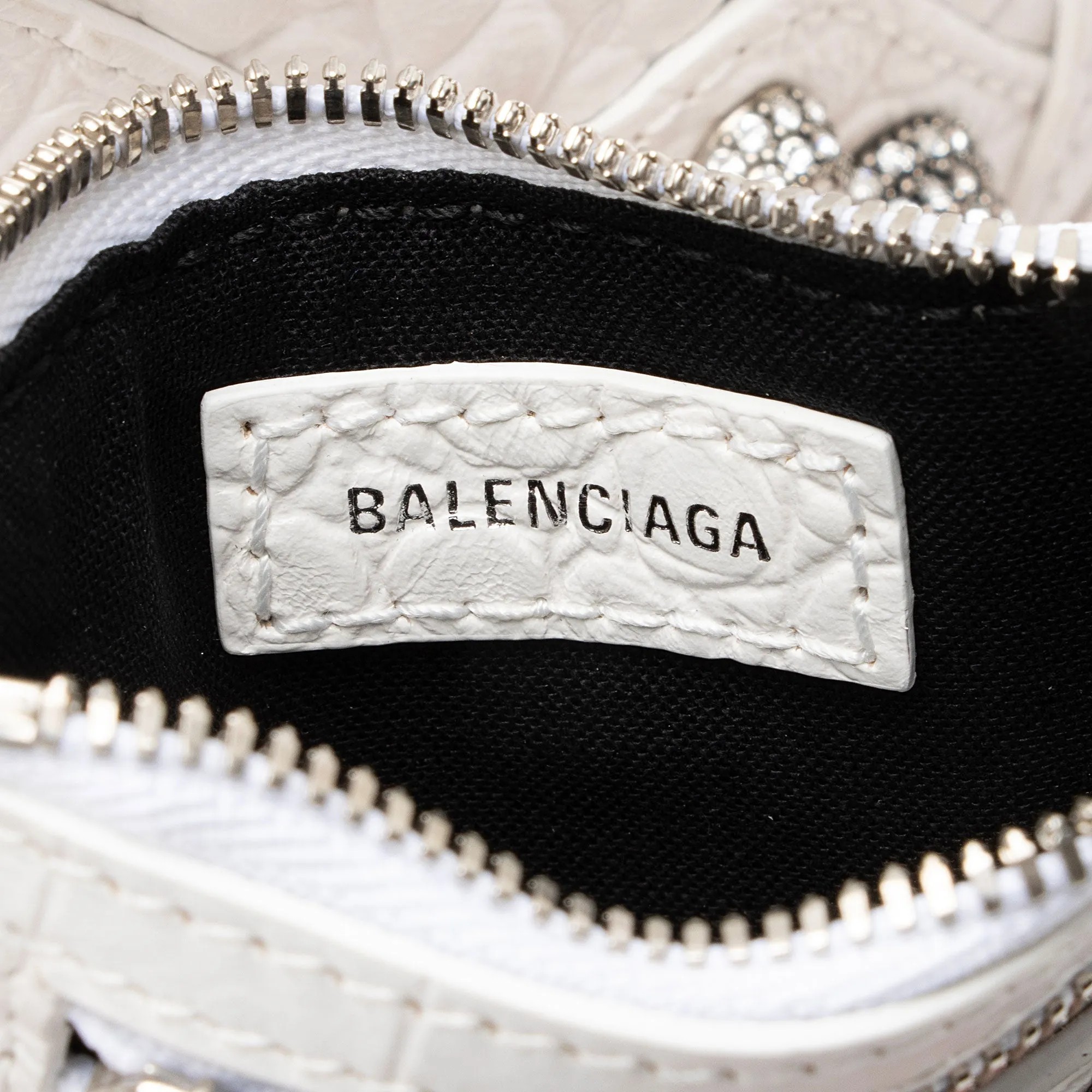 Balenciaga Croc Embossed Crystal Le Cagole XS Bucket Bag (SHF-ACwqpb)