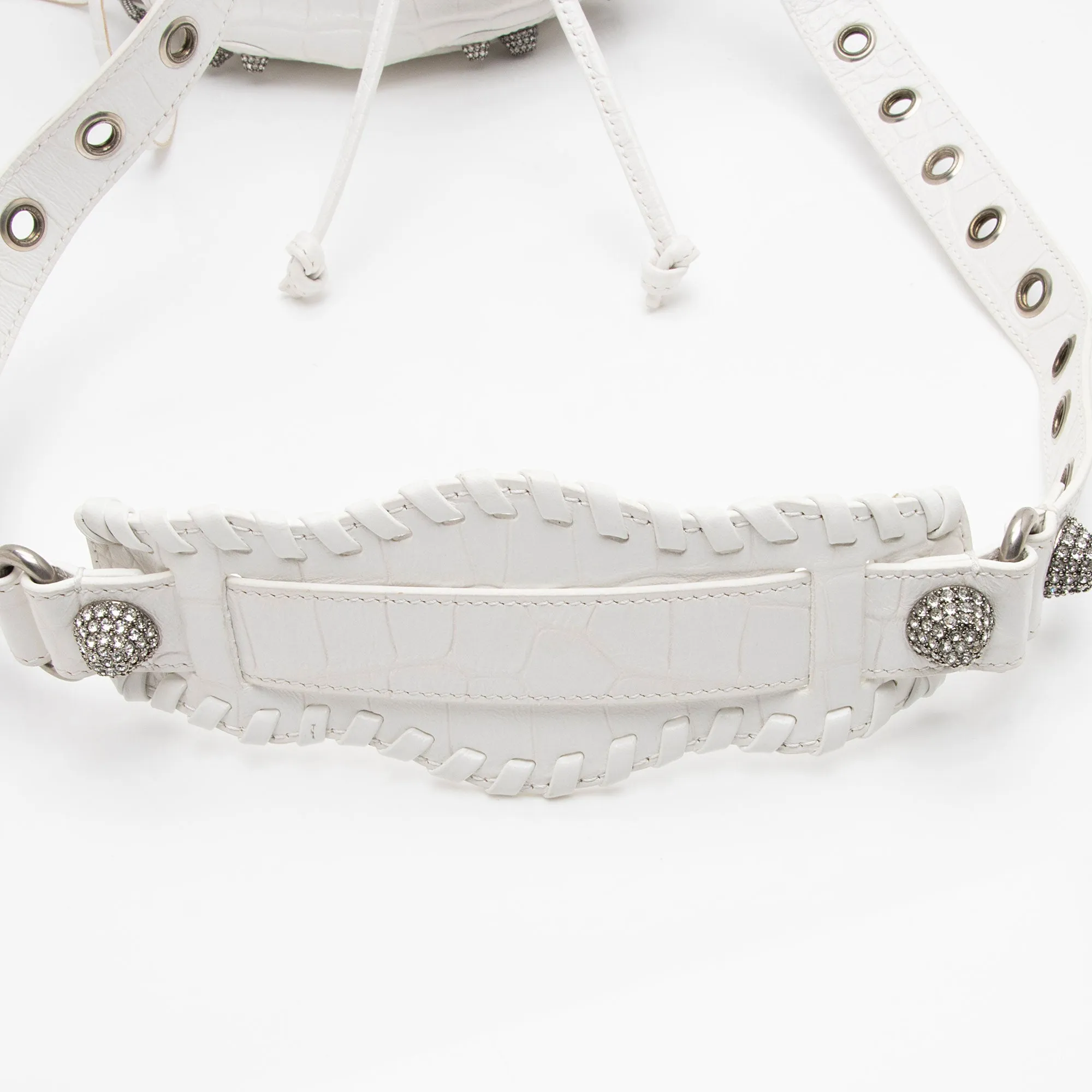 Balenciaga Croc Embossed Crystal Le Cagole XS Bucket Bag (SHF-ACwqpb)