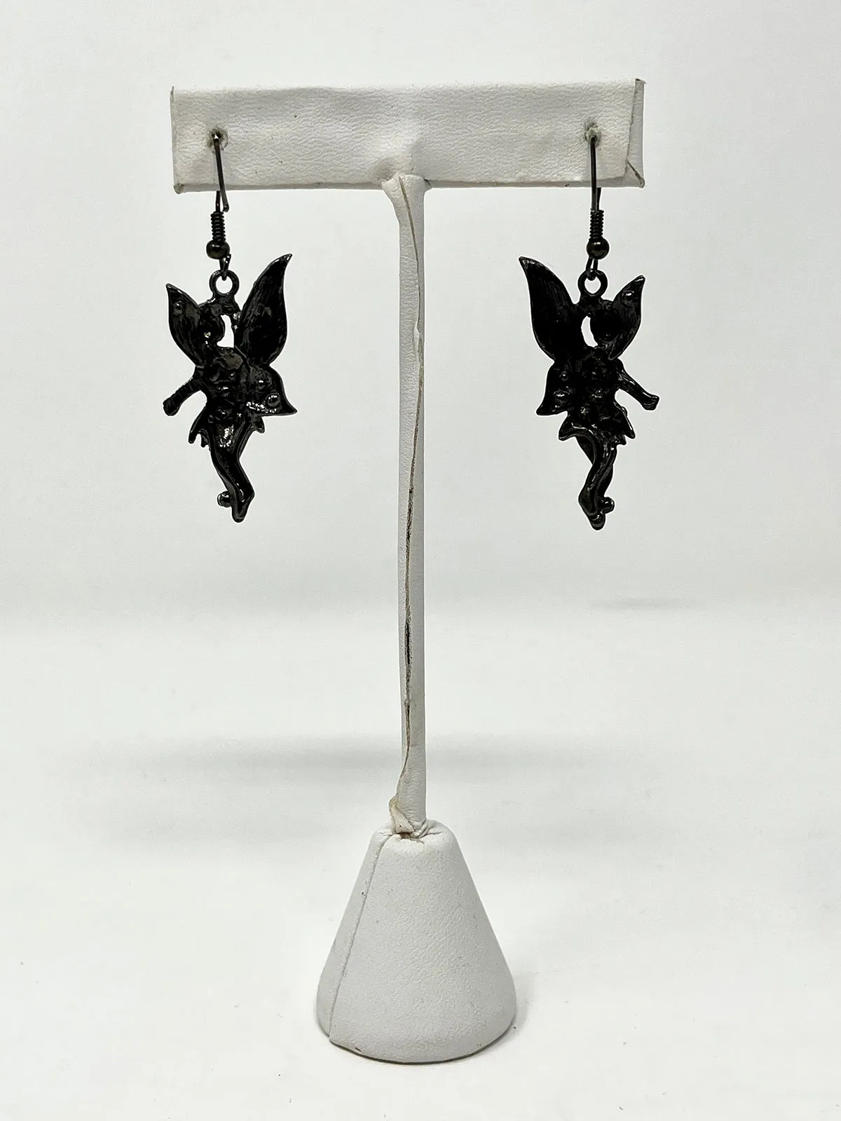 Black & Red Metal Angel Fairy Dangle Earrings