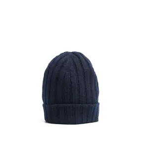 BLUE RIBBED BEANIE
