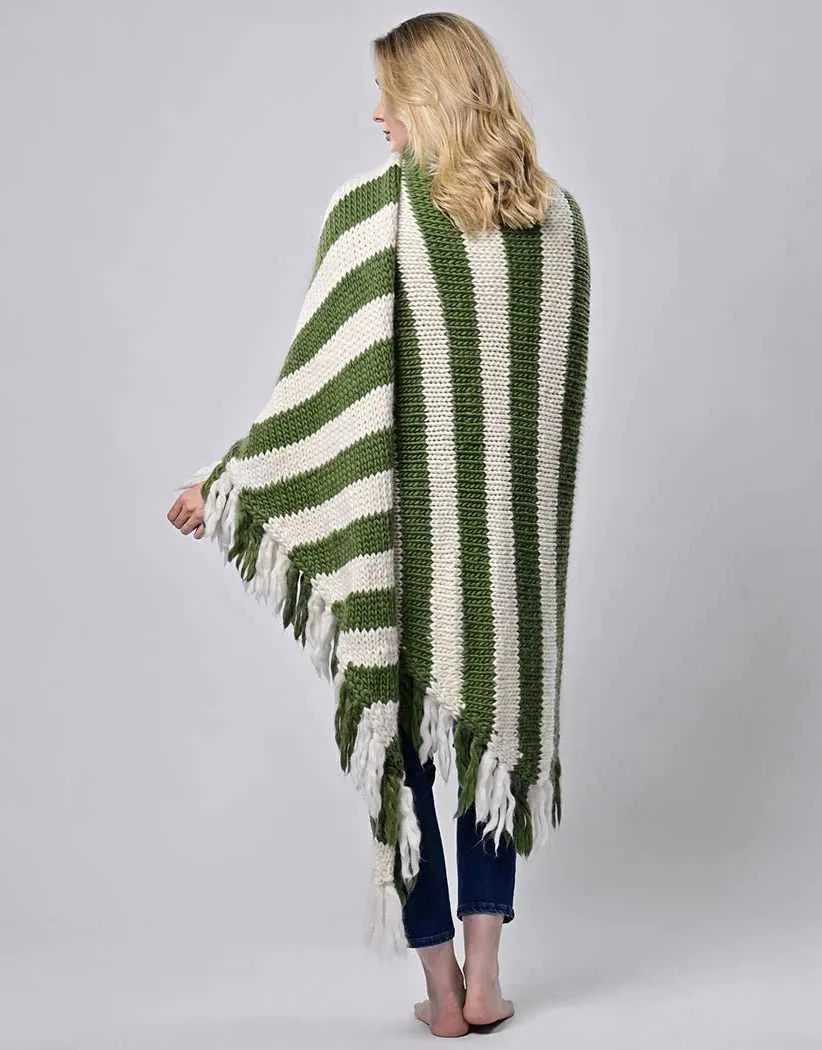 Breton Stripe Merino Wool Wrap Knitting Kit, Wool Couture