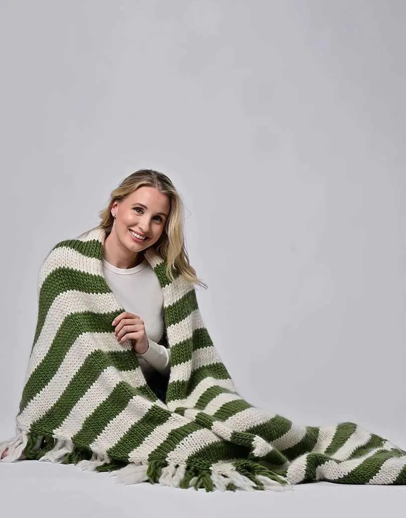 Breton Stripe Merino Wool Wrap Knitting Kit, Wool Couture