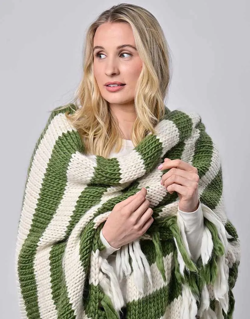 Breton Stripe Merino Wool Wrap Knitting Kit, Wool Couture
