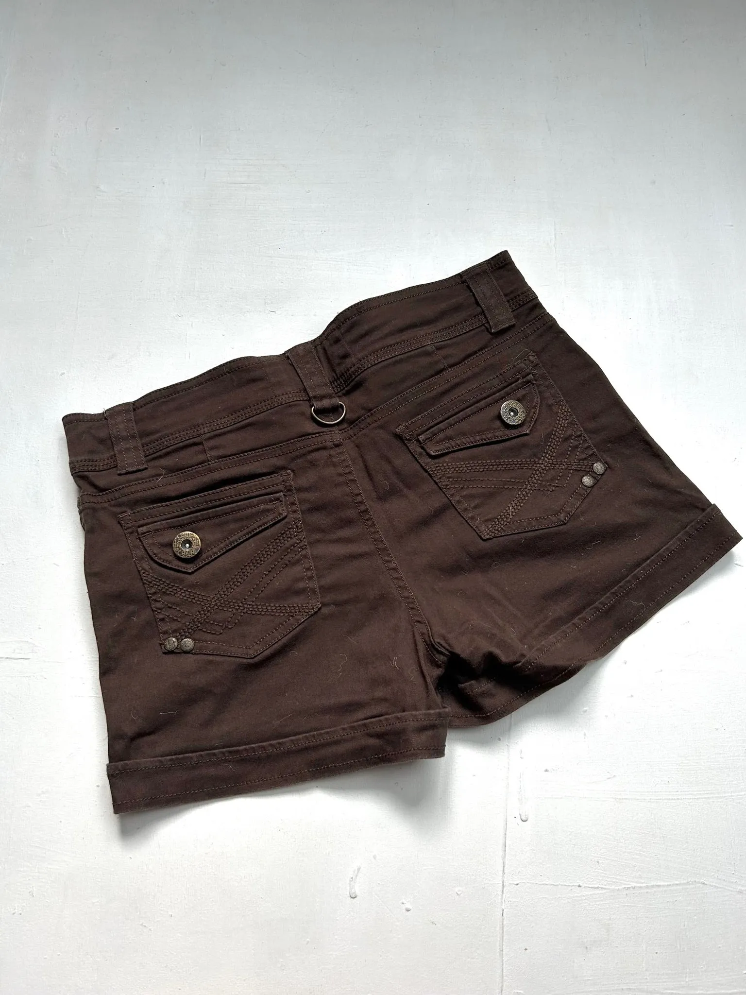 Brown denim mid rise mini short (S)