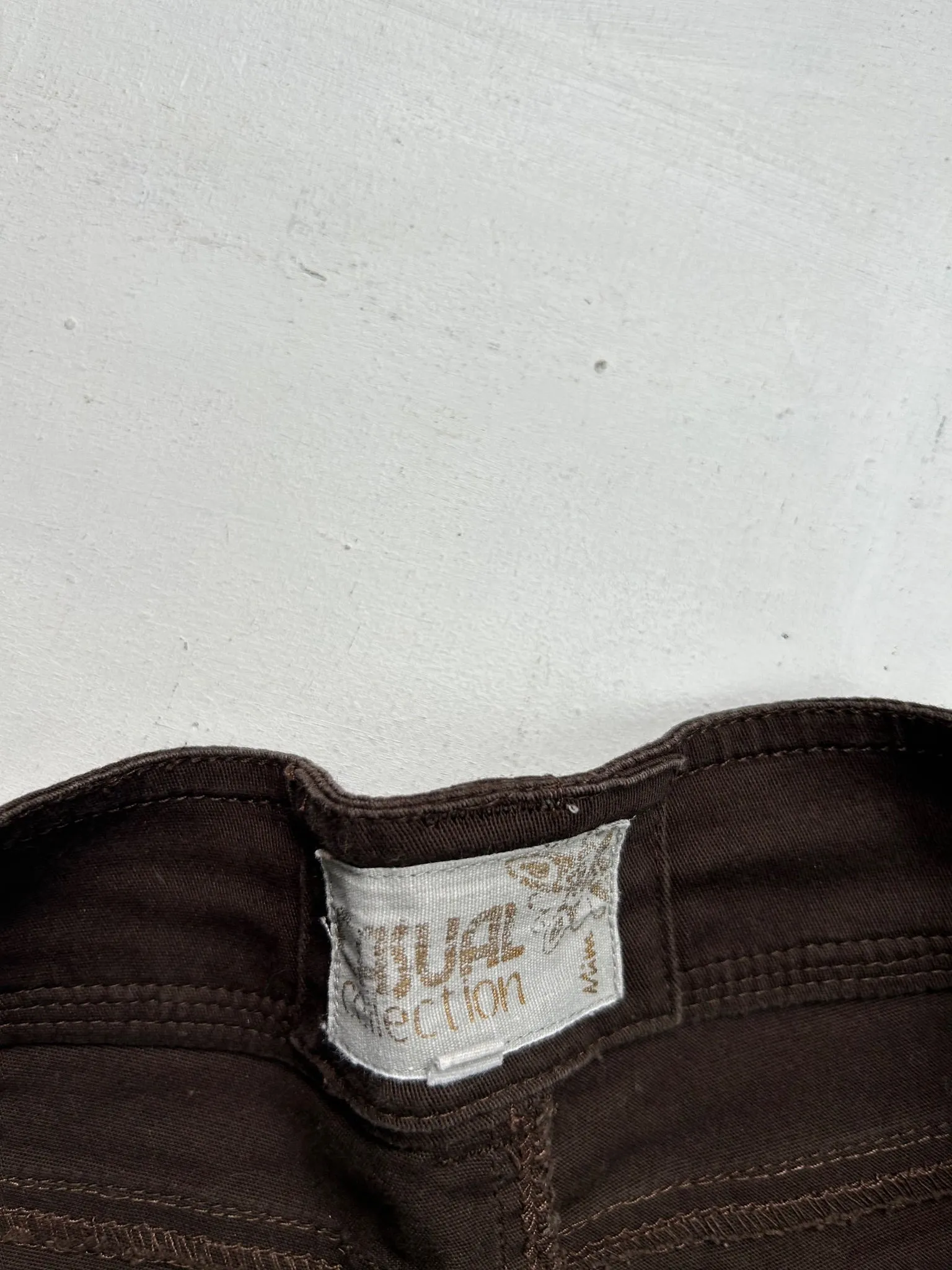 Brown denim mid rise mini short (S)