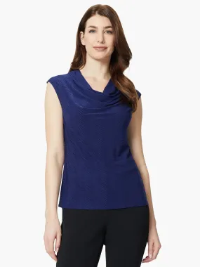 Cap Sleeve Cowl Neck Jersey Knit Top
