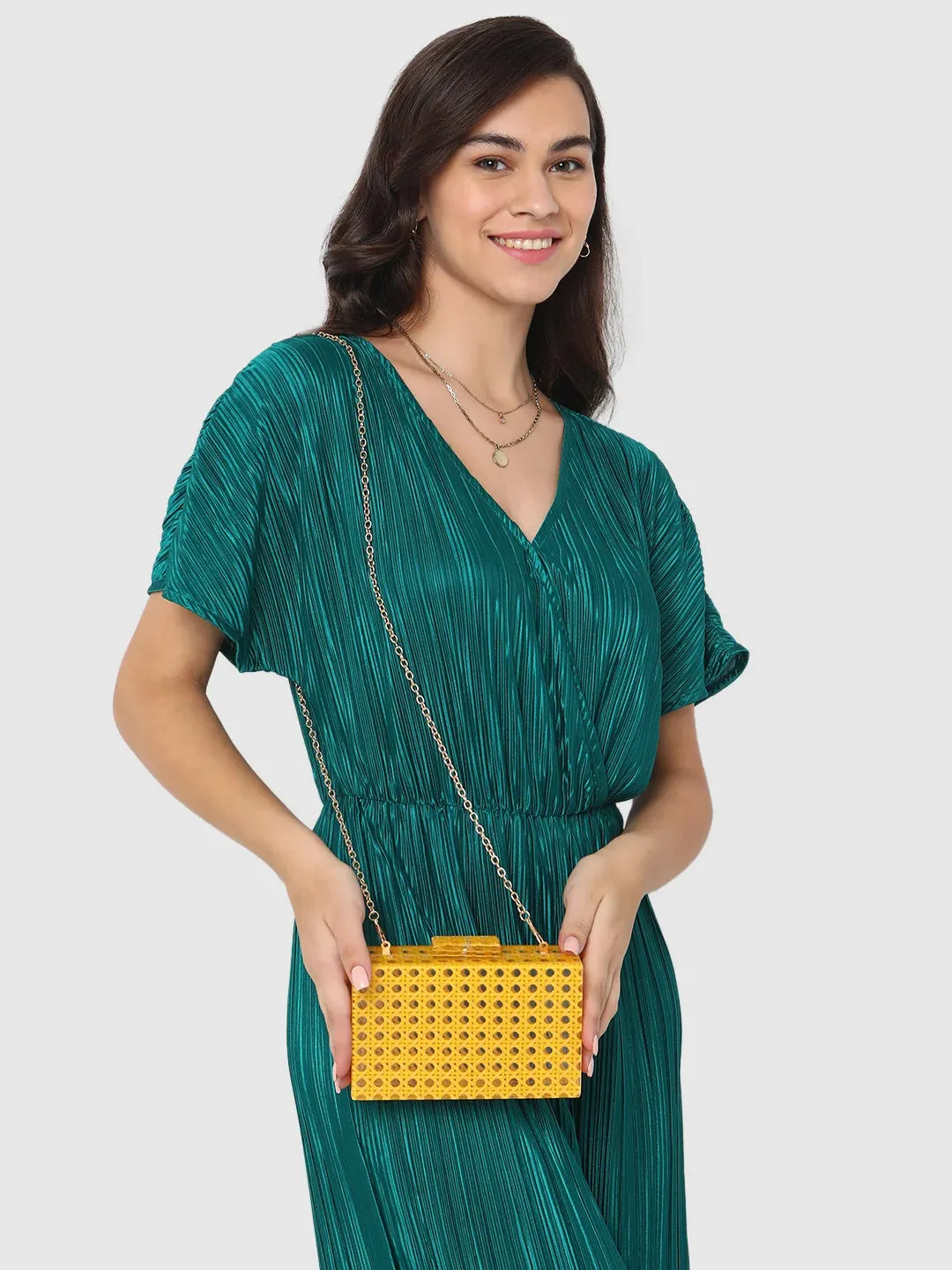 Caprese Golia Clutch Small Yellow