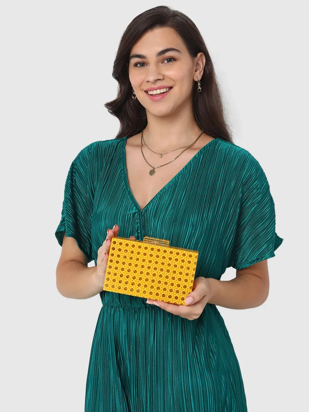 Caprese Golia Clutch Small Yellow