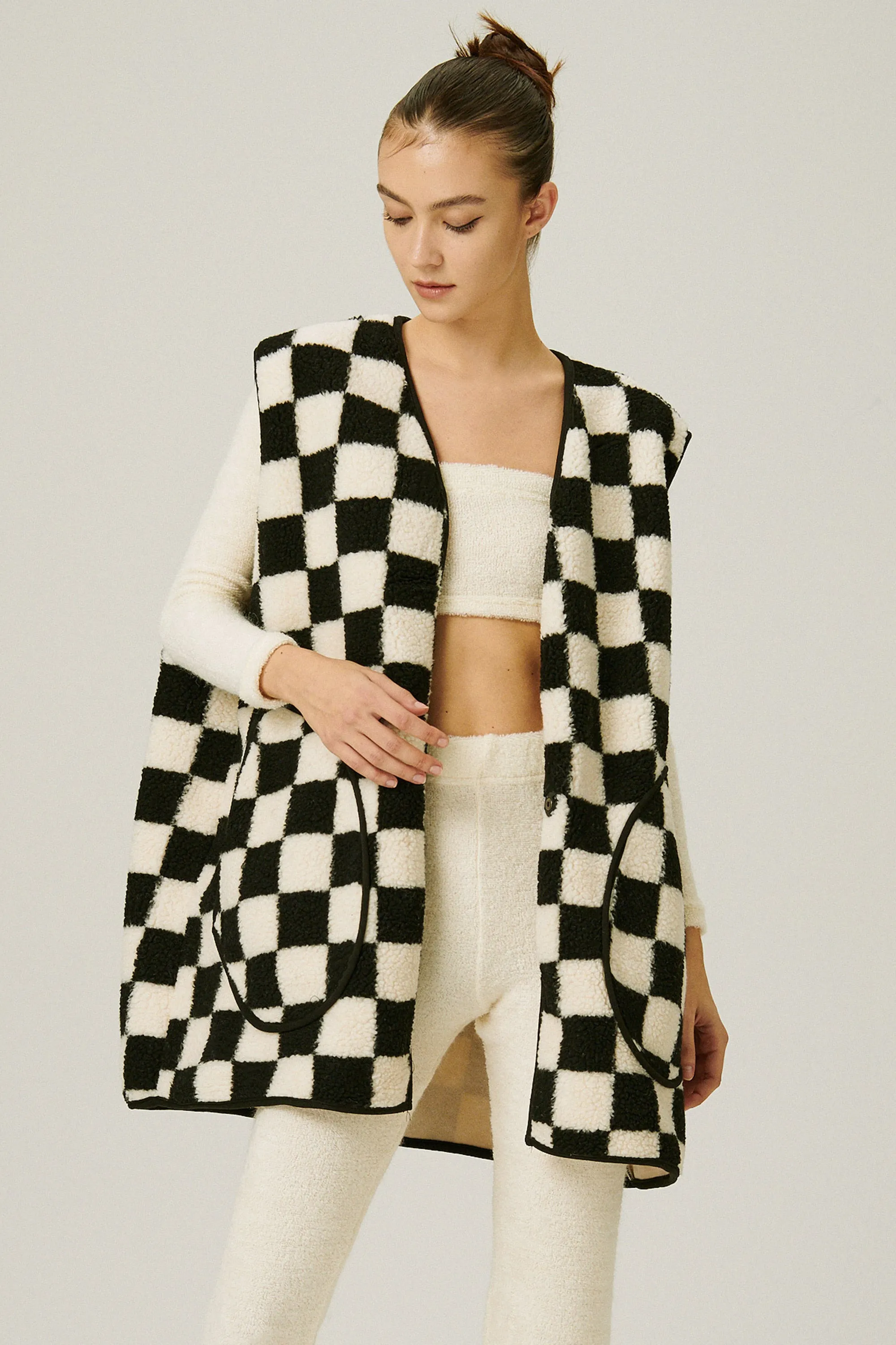 Ceci Oversized Checkerboard Vest