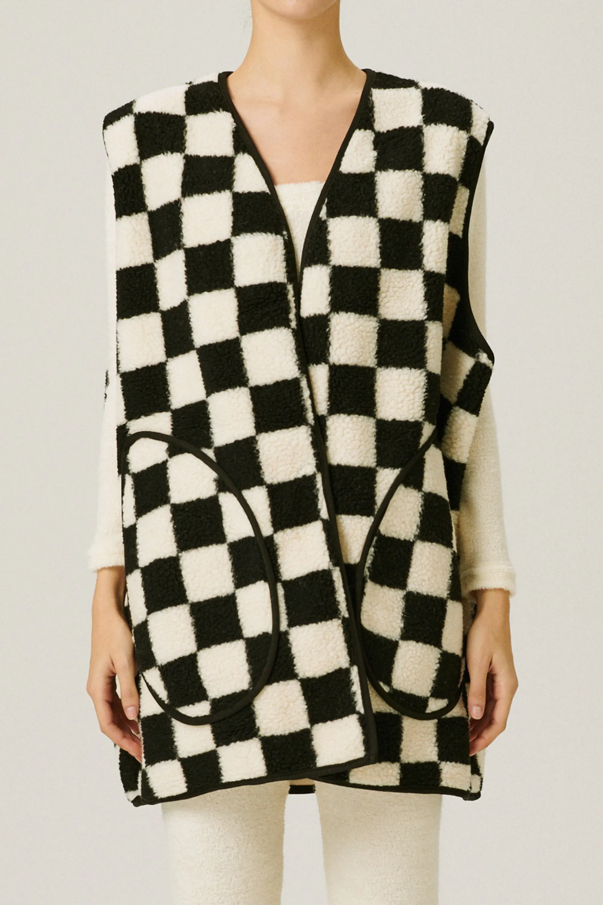 Ceci Oversized Checkerboard Vest
