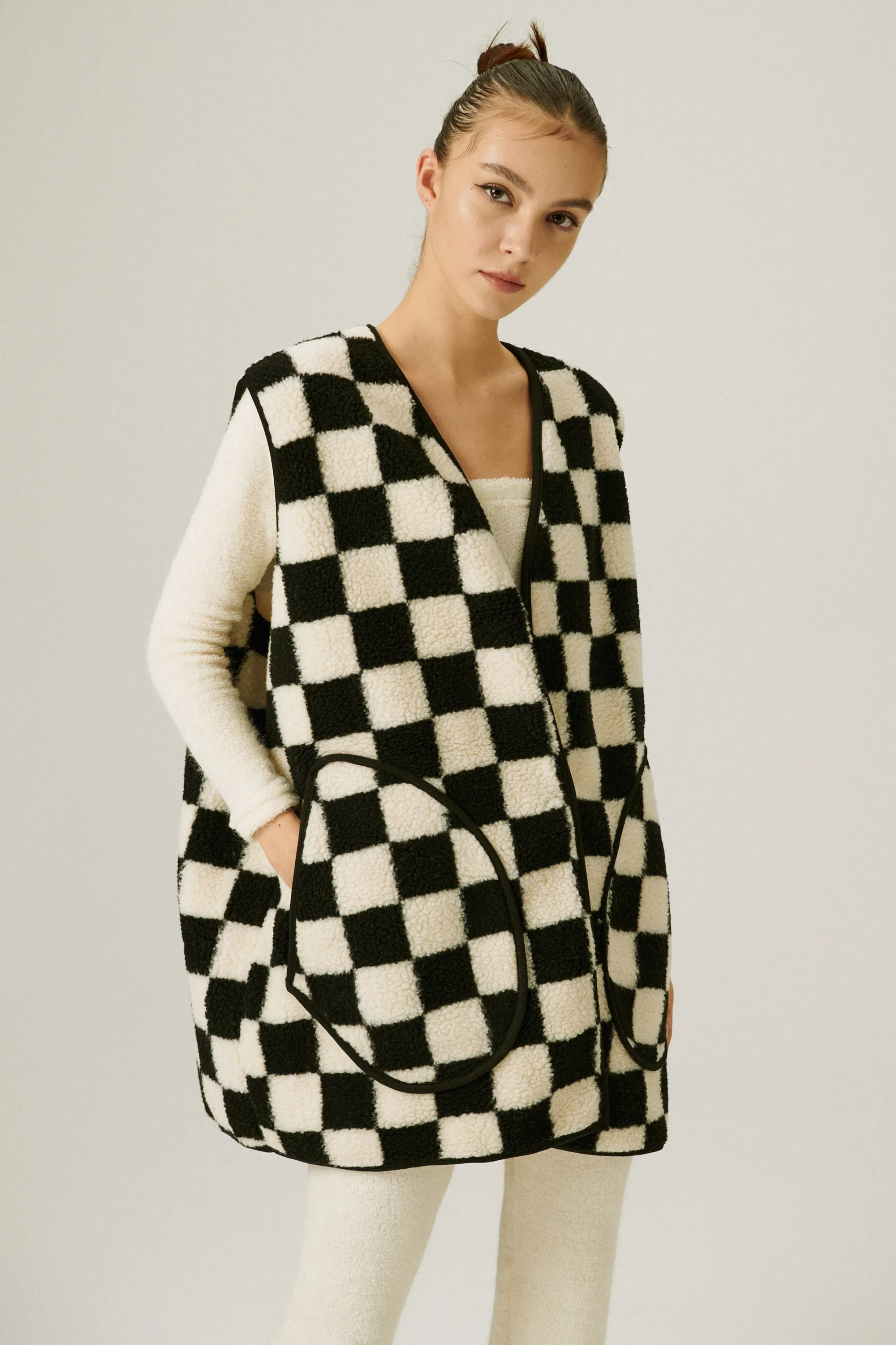 Ceci Oversized Checkerboard Vest