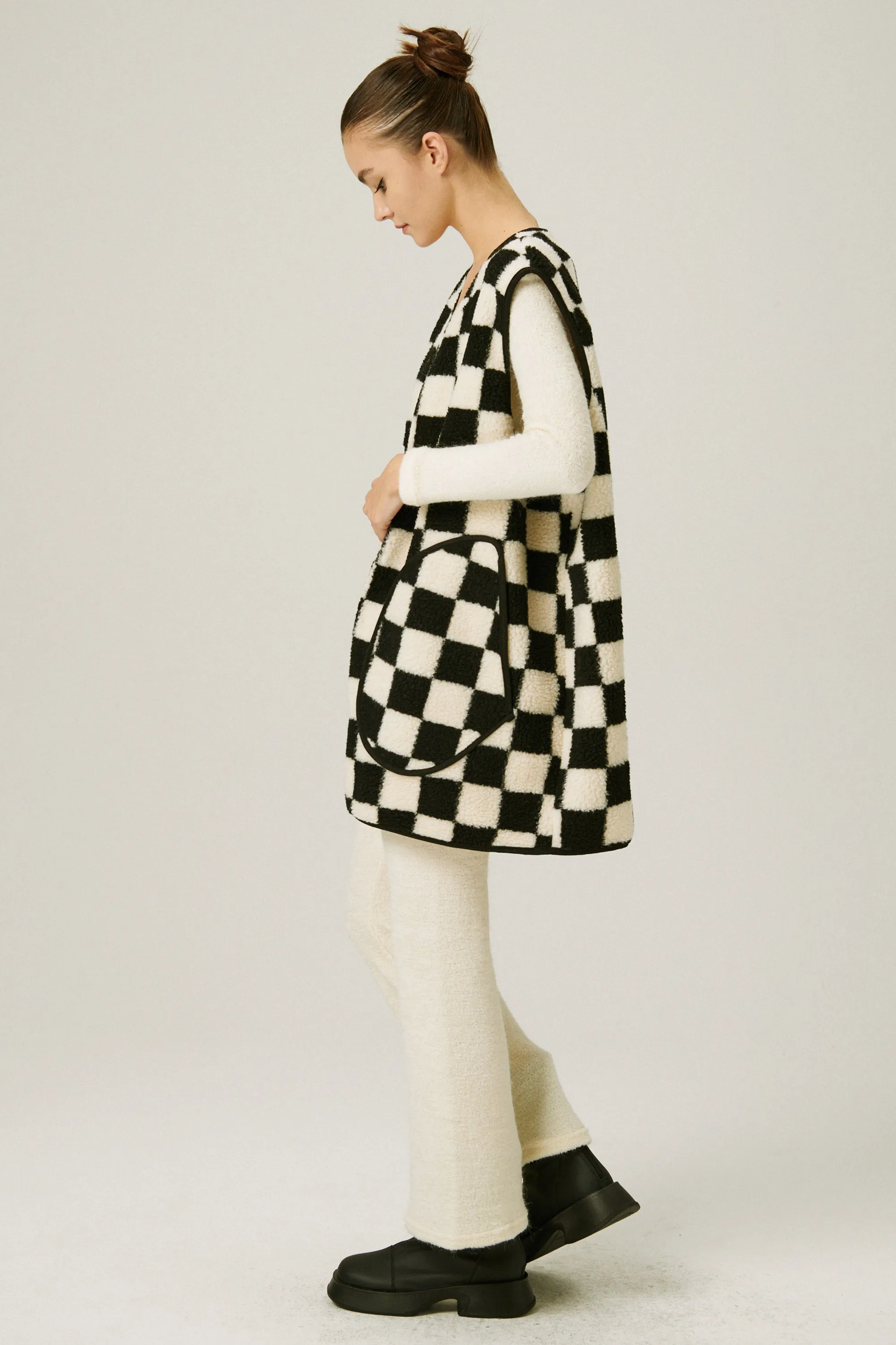 Ceci Oversized Checkerboard Vest
