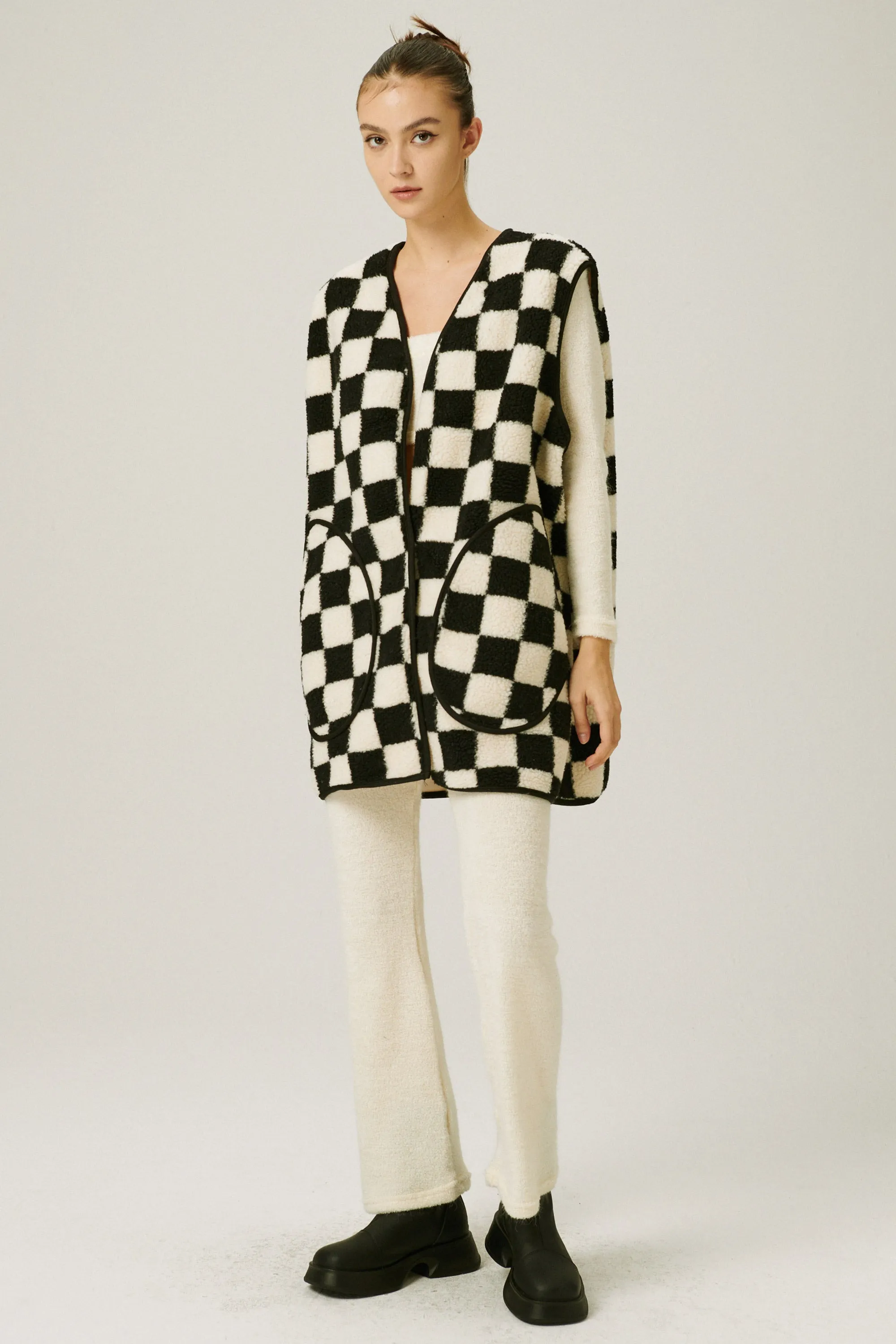 Ceci Oversized Checkerboard Vest