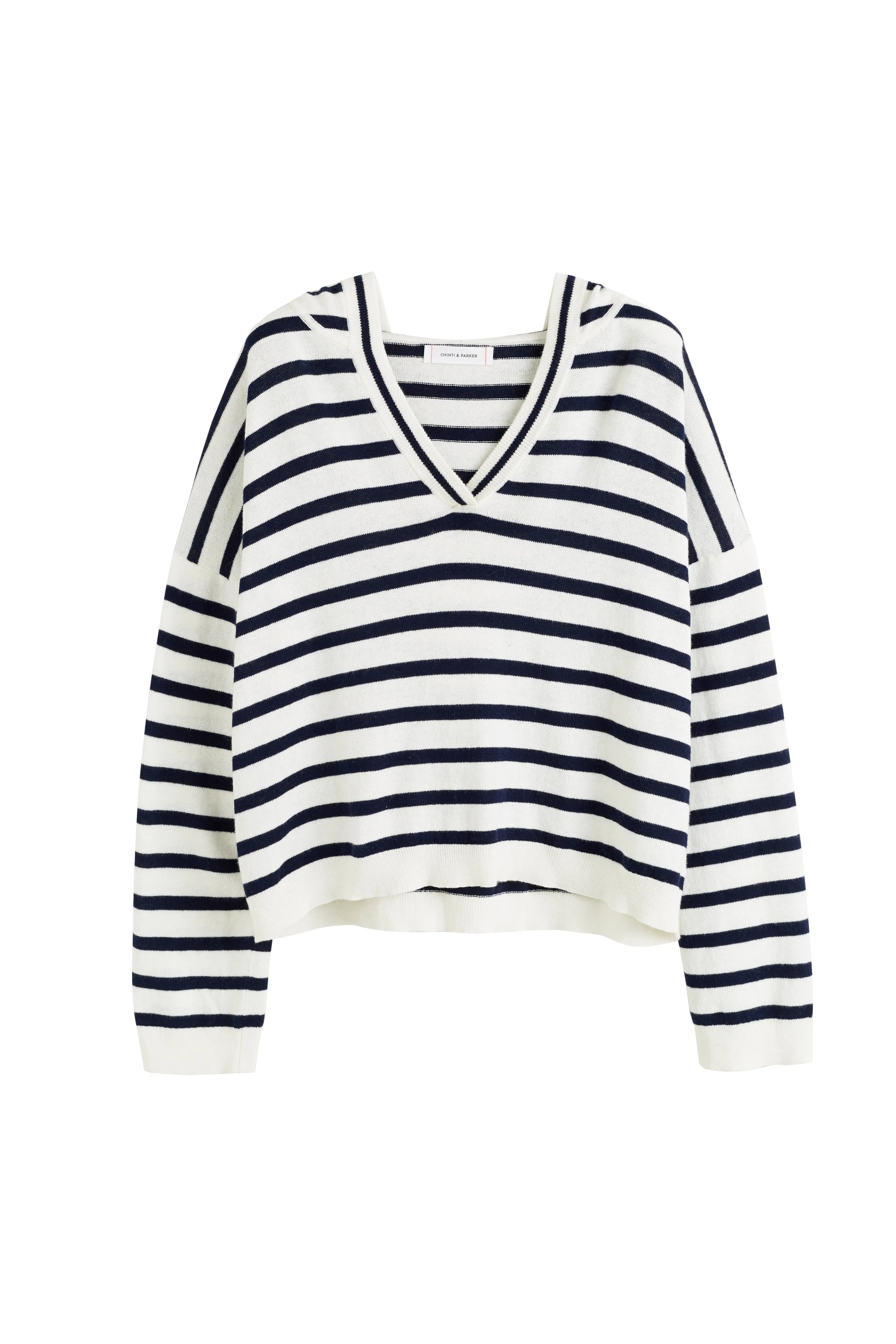 Cream Cotton-Linen Breton Hoodie