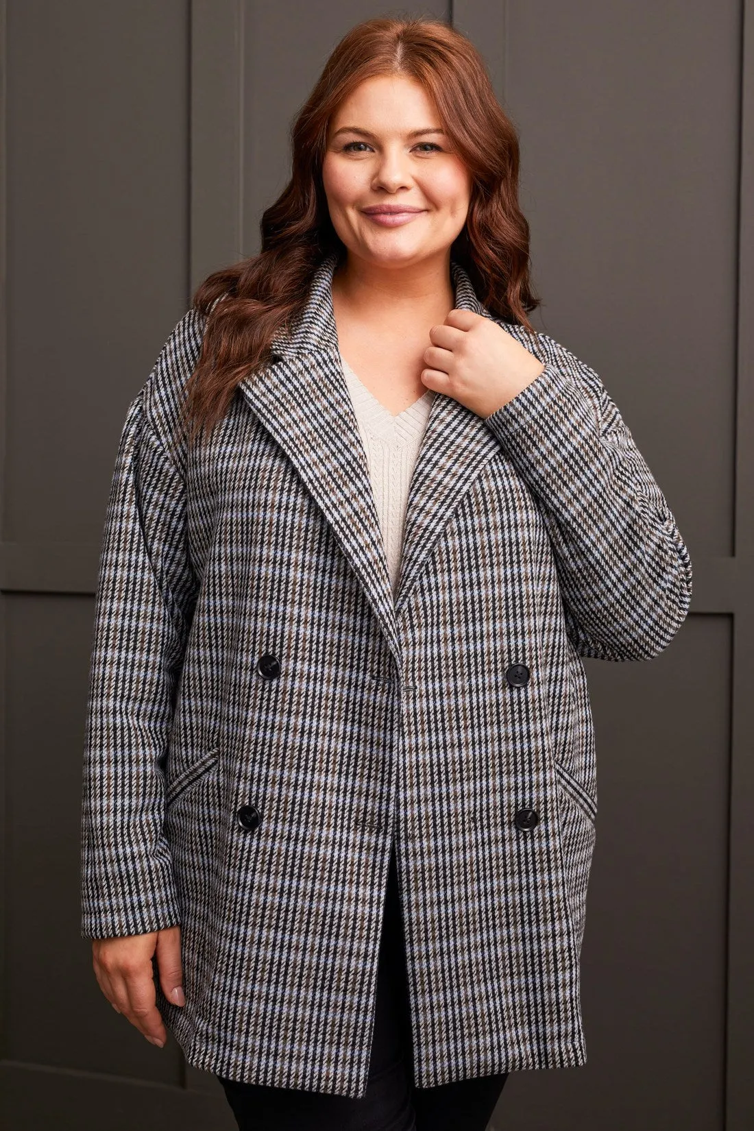 DOUBLE-BREASTED KNIT BLAZER-Periblue