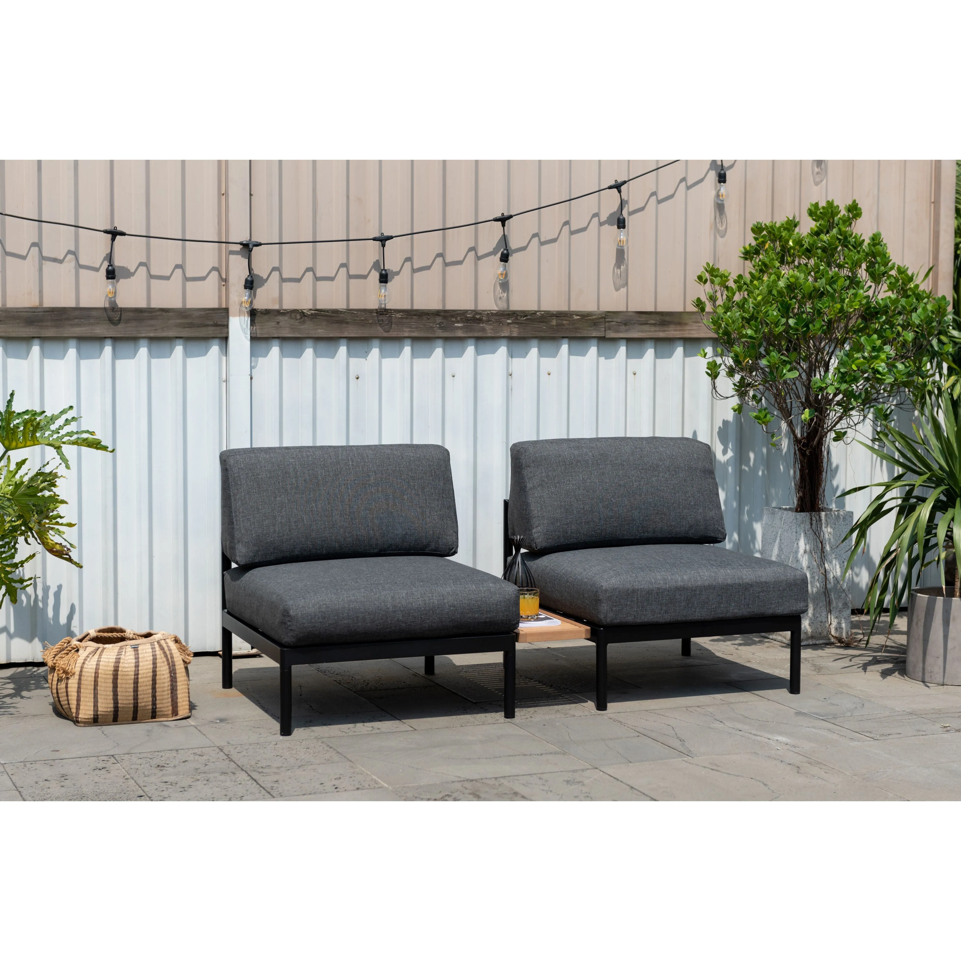 Edgartown Black 3pc Outdoor Seating Set