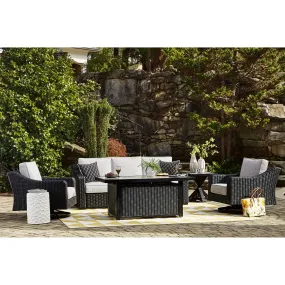 Fire Island Black Outdoor 3-Piece Seating Set (Sofa  2 Swivel Rockers)