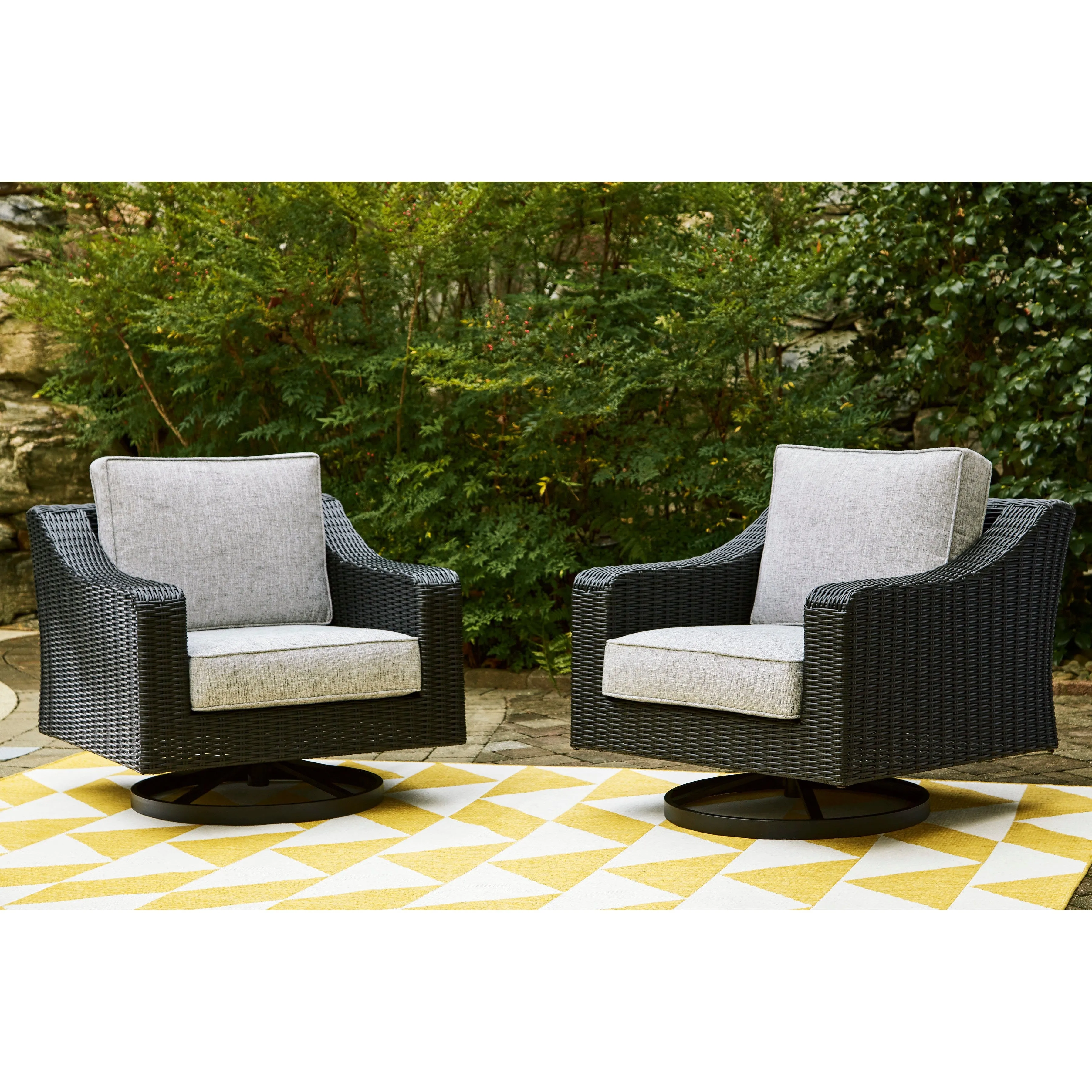 Fire Island Black Outdoor 3-Piece Seating Set (Sofa  2 Swivel Rockers)