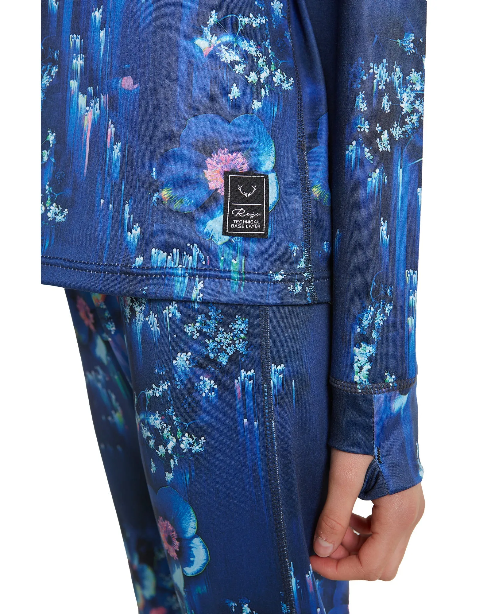 GIRLS JYNDIE CREW NECK TOP - DEEP BLUE FLOWERVERSE