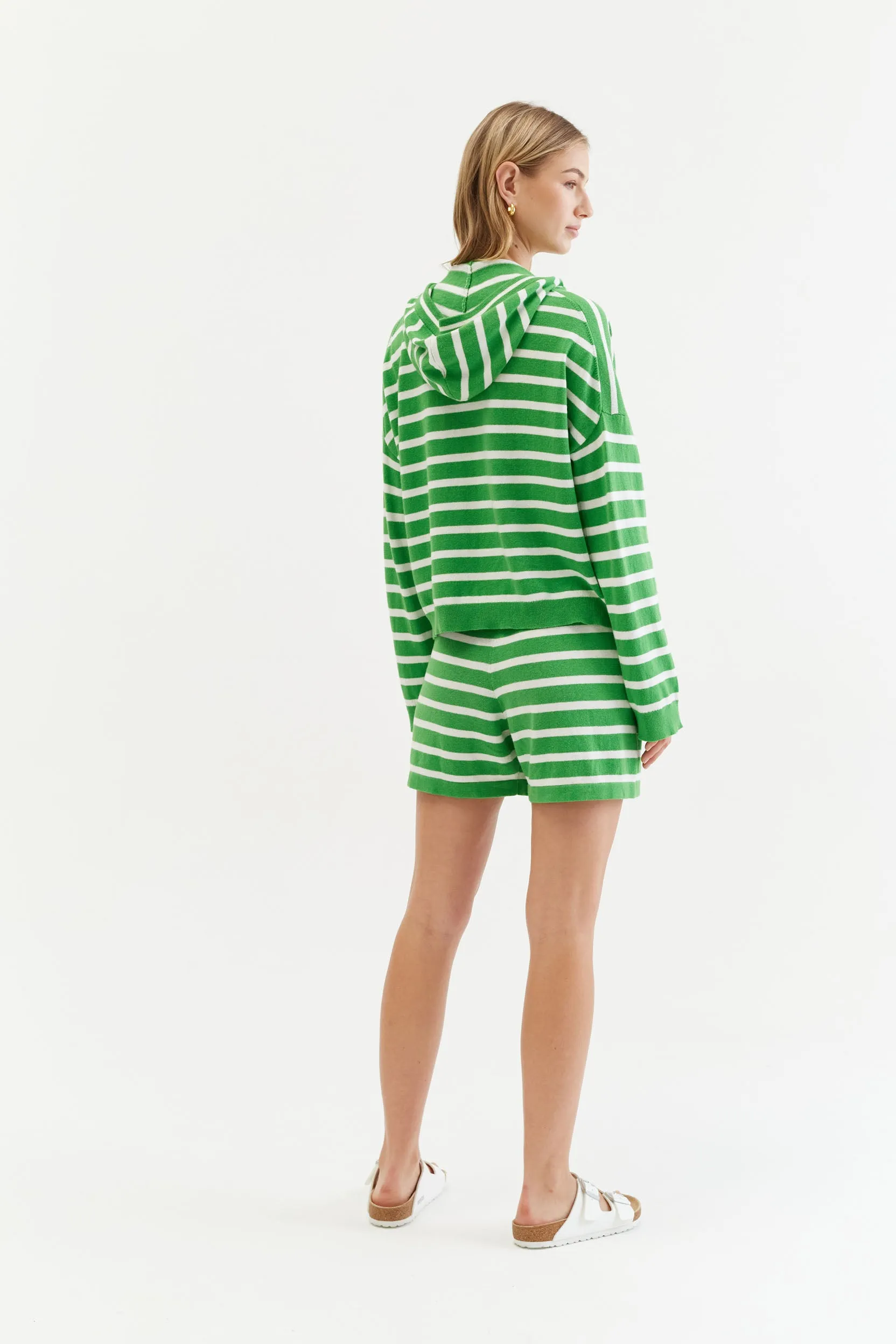 Green Cotton-Linen Breton Hoodie