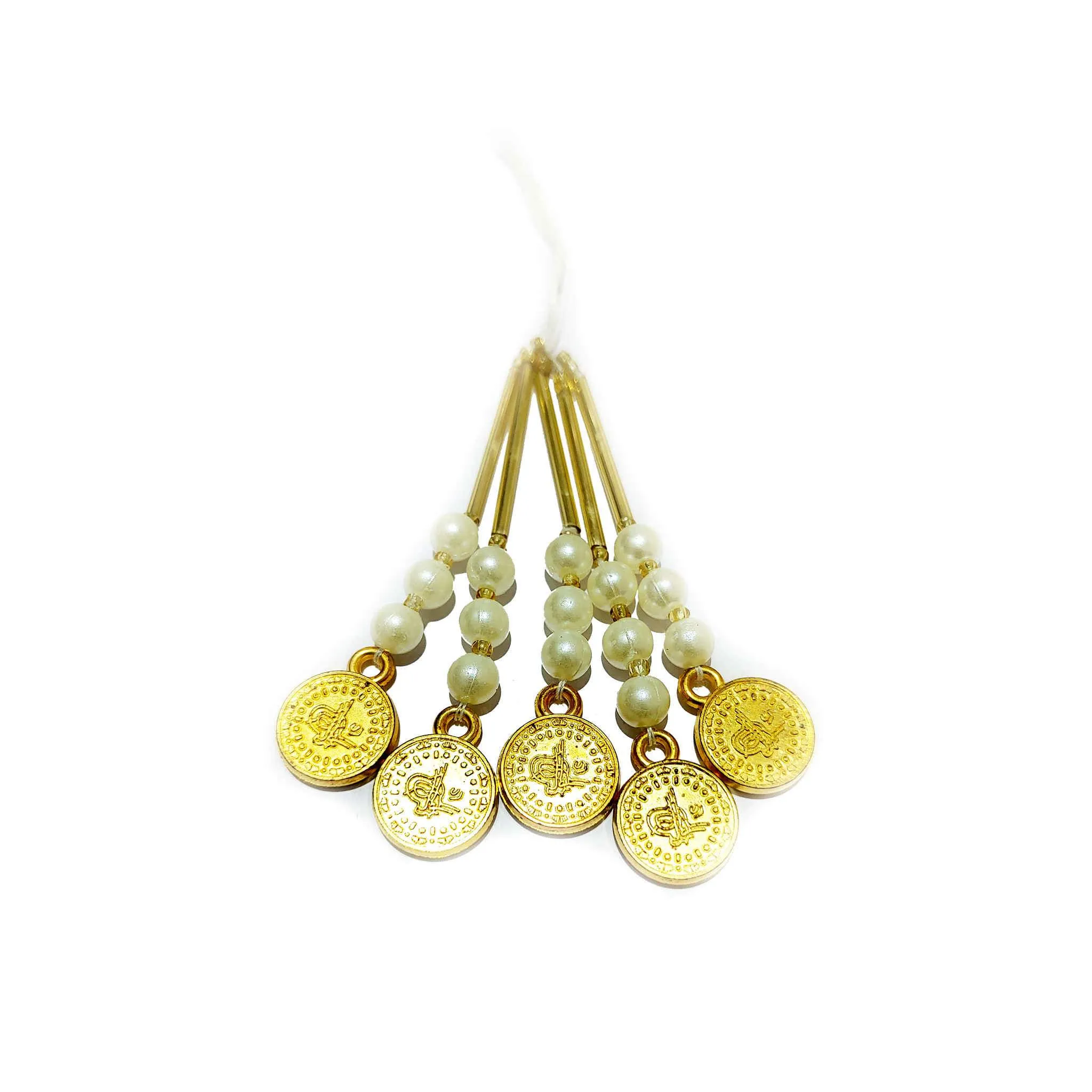 Handmade Beaded Thread Craft, Jewelry Fringe Tassel with Golden Coin - Design 855