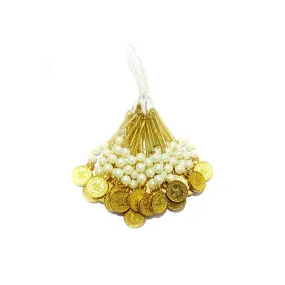 Handmade Beaded Thread Craft, Jewelry Fringe Tassel with Golden Coin - Design 855