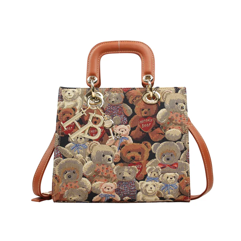 Henney Bear Leatherette Top Handle Shoulder Bag