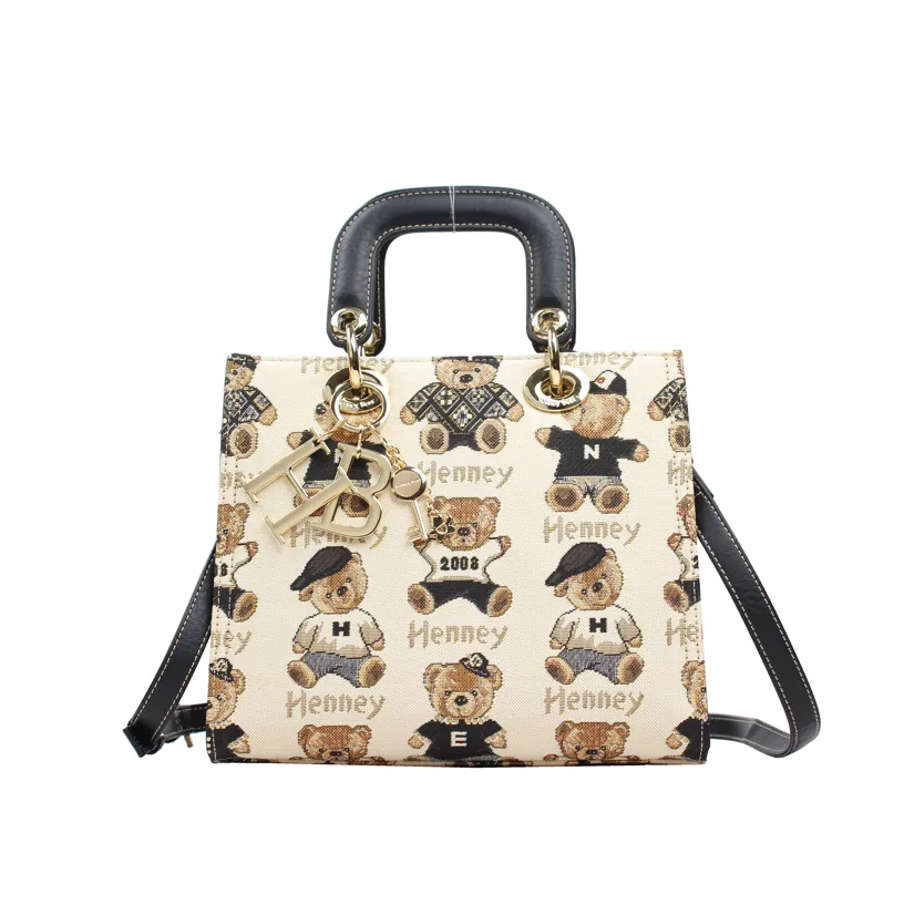 Henney Bear Leatherette Top Handle Shoulder Bag
