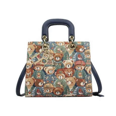 Henney Bear Leatherette Top Handle Shoulder Bag