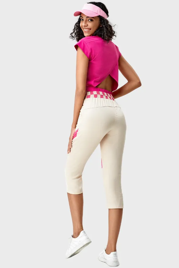 High-Waisted Checkered Chic Crop Pants
