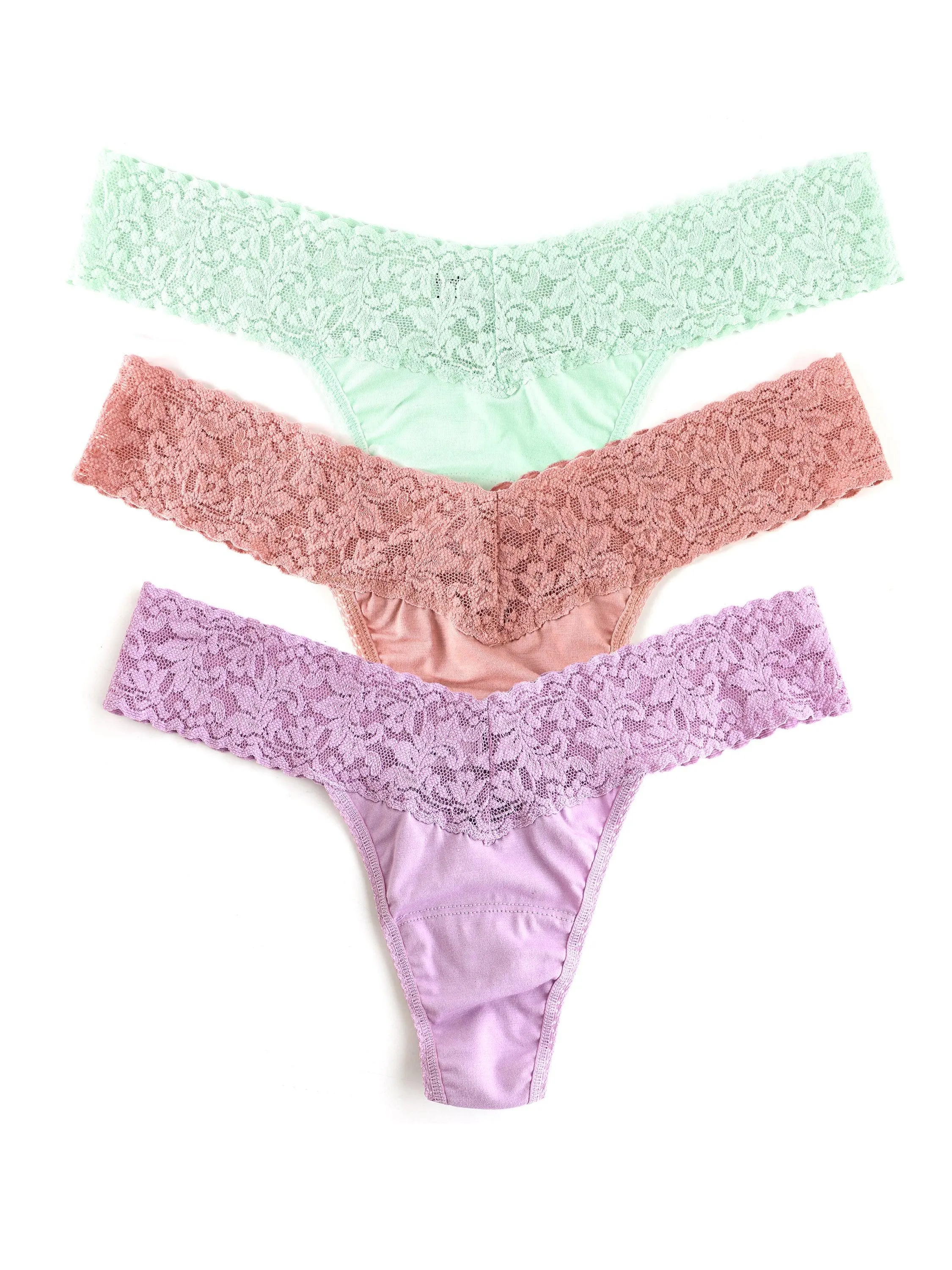 Holiday 3 Pack Supima® Cotton Low Rise Thongs Cucumber