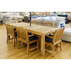 Katana Teak 7pc Outdoor Dining Set (Teak 86" Rectangular Table with 6 Teak Tista Armchairs  FREE Cushions)