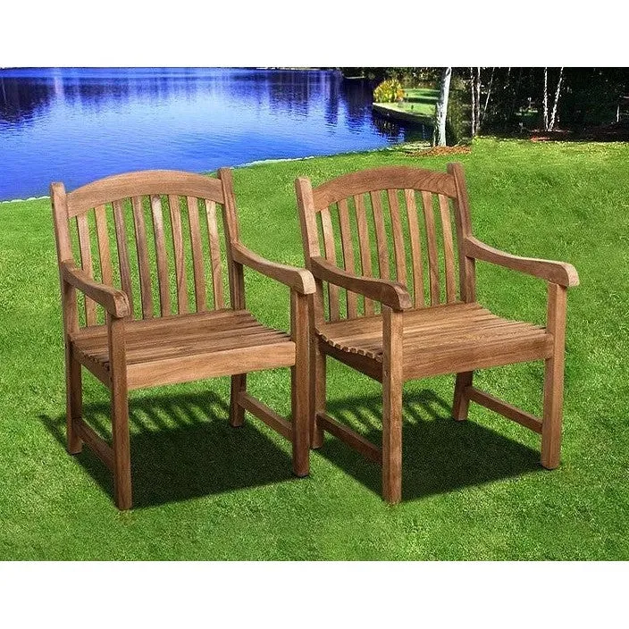 Katana Teak 7pc Outdoor Dining Set (Teak 86" Rectangular Table with 6 Teak Tista Armchairs  FREE Cushions)