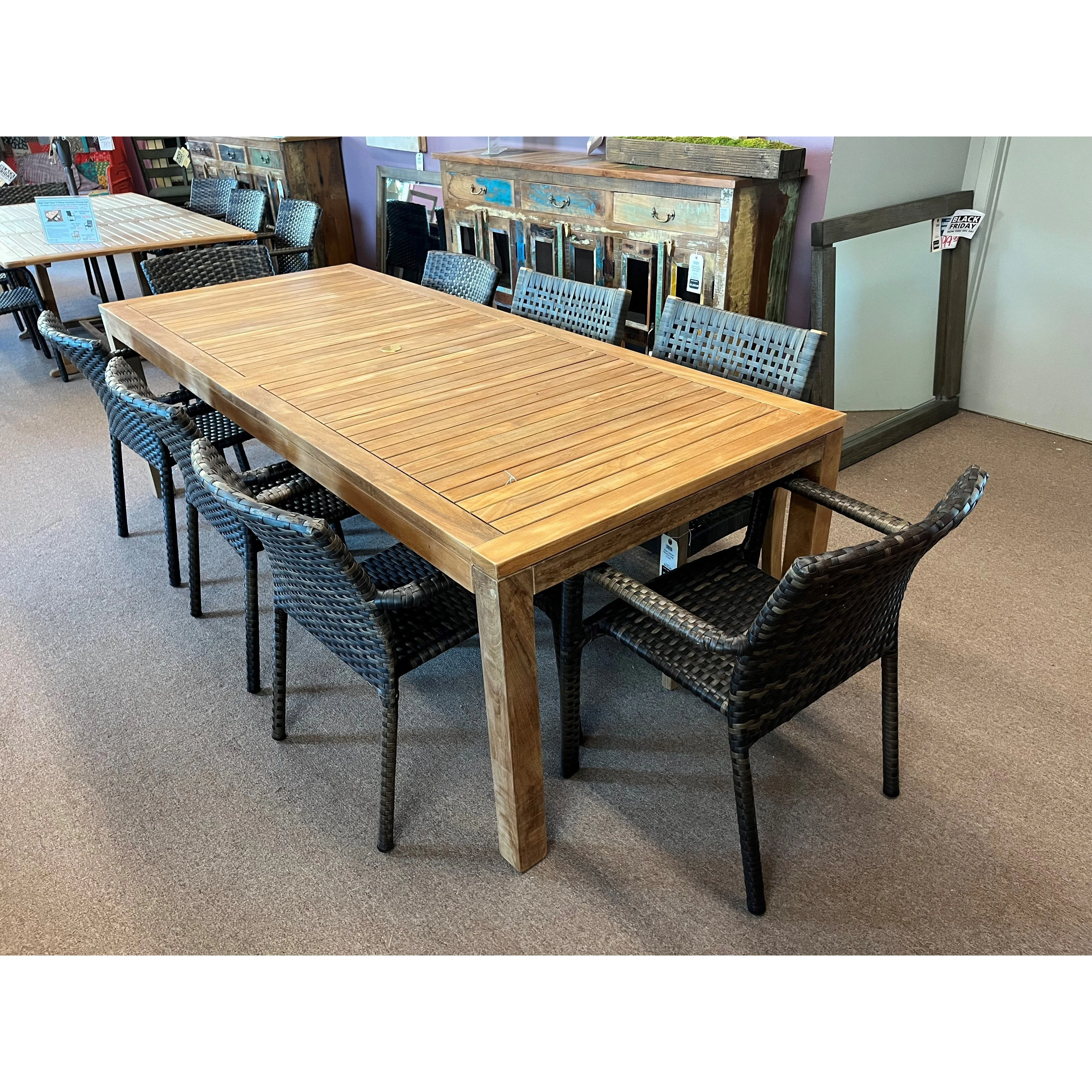 Katana Teak Outdoor Patio Dining Table 86" Rectangular