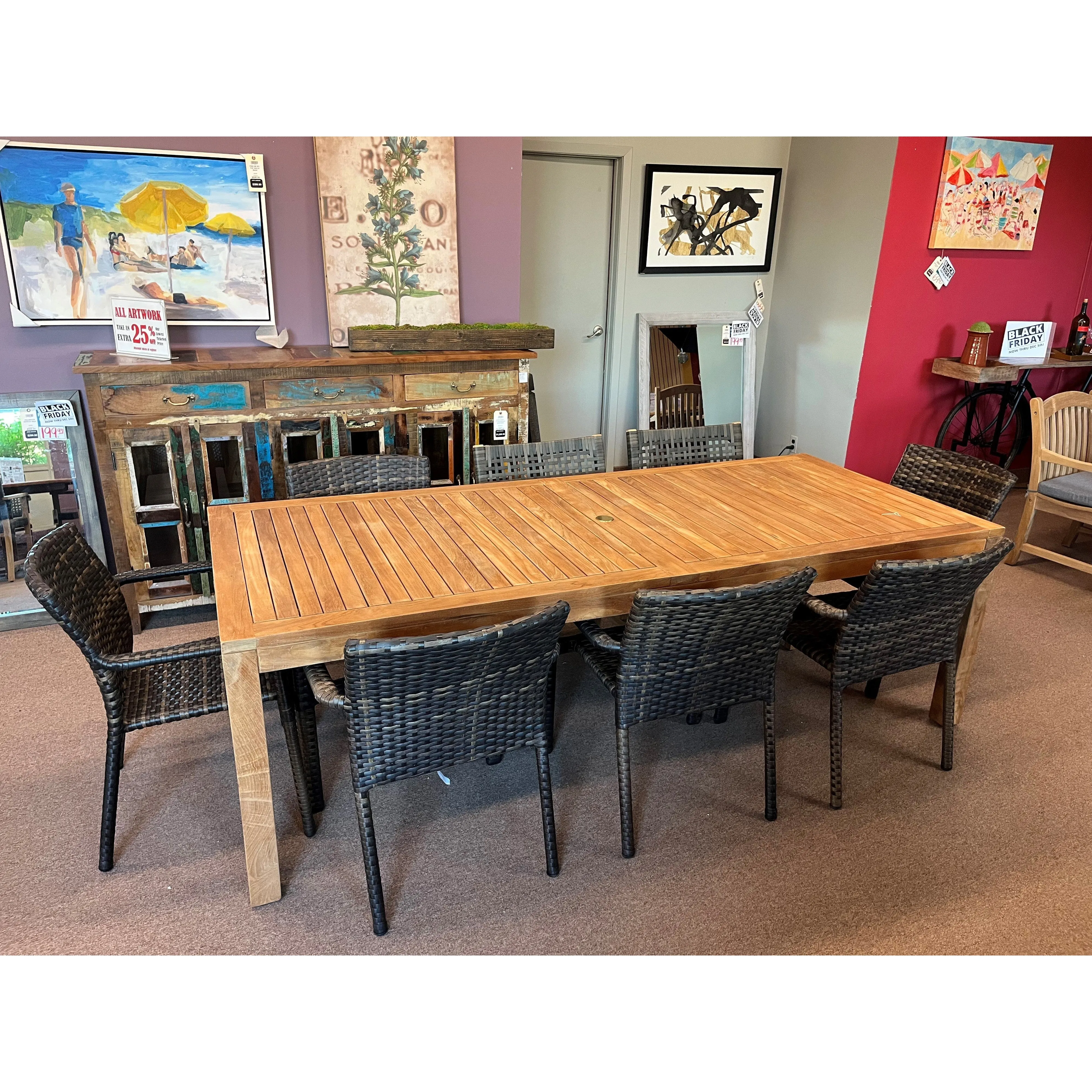 Katana Teak Outdoor Patio Dining Table 86" Rectangular