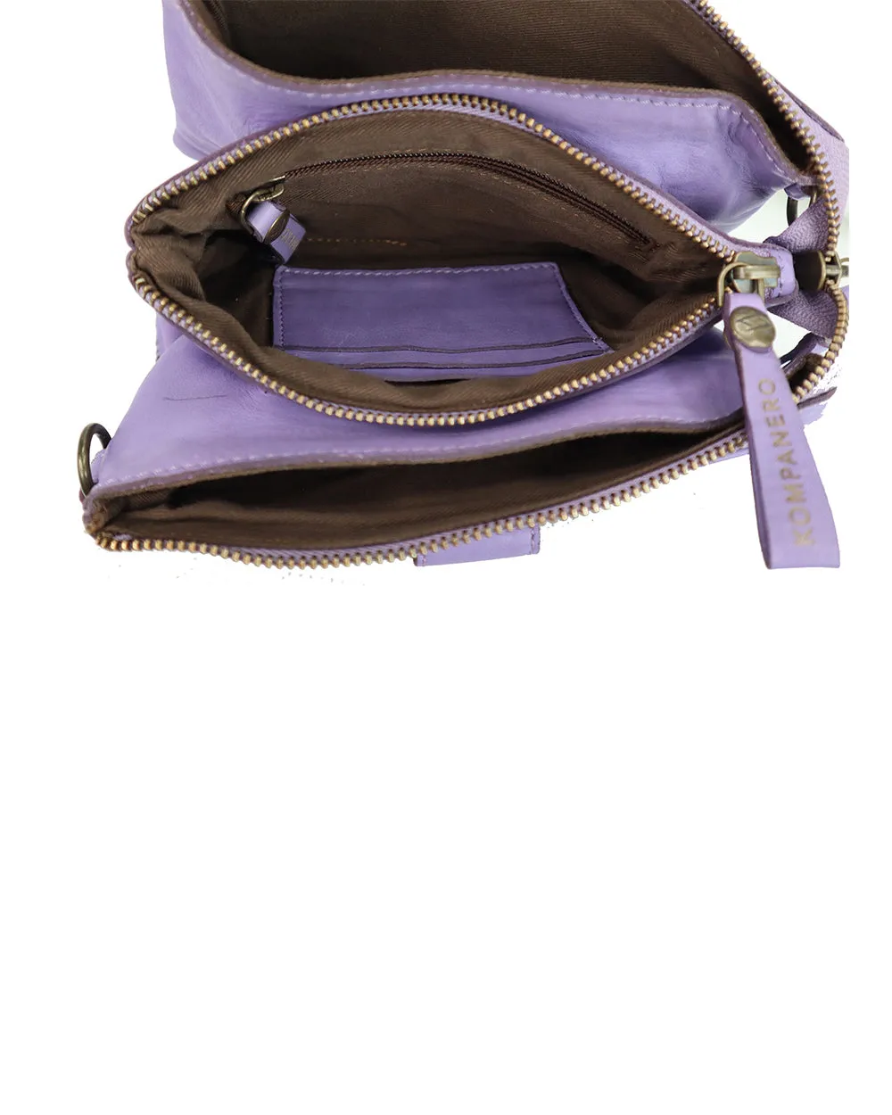 Kompanero Flip Lavender Leather Crossbody/clutch Bag