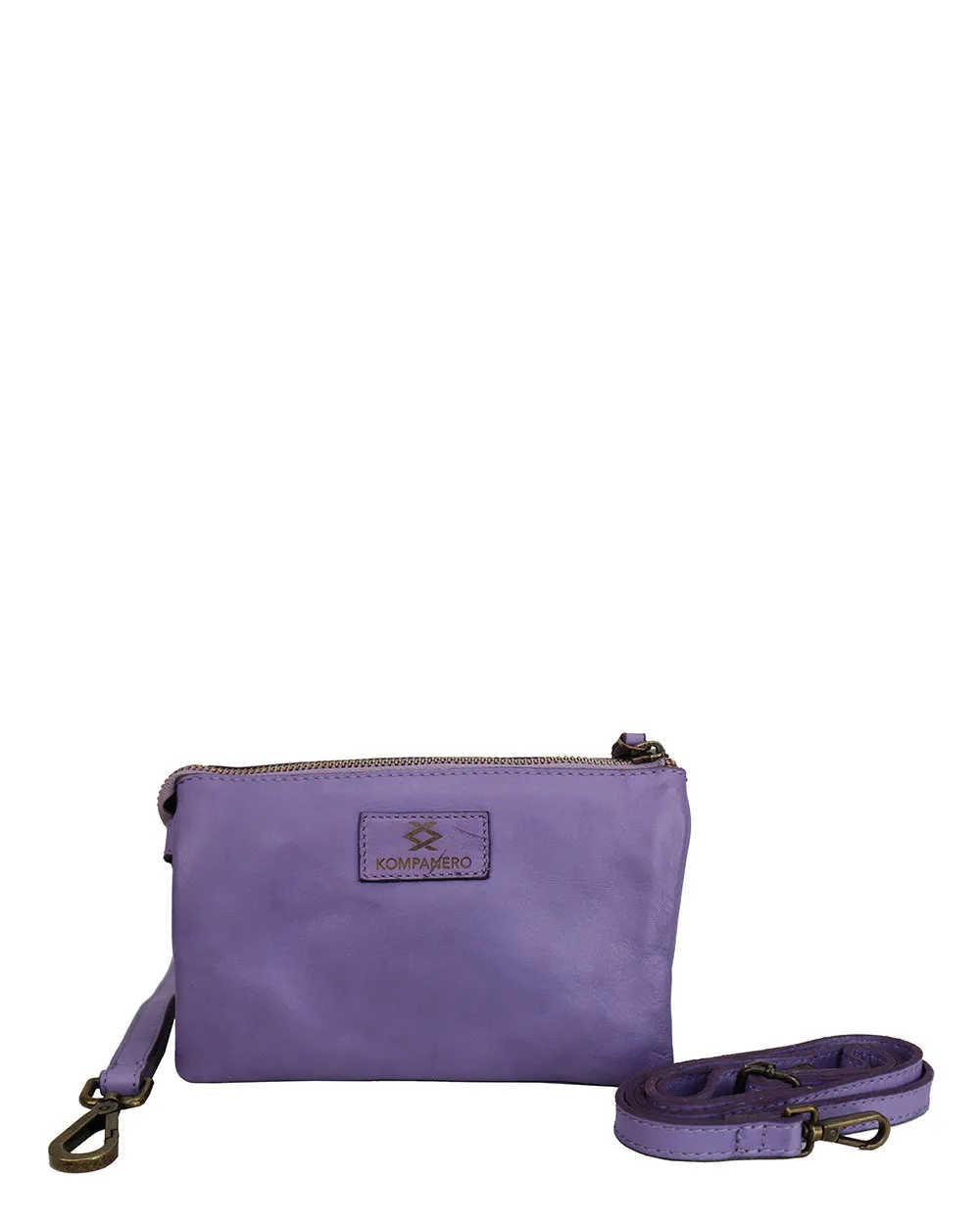 Kompanero Flip Lavender Leather Crossbody/clutch Bag